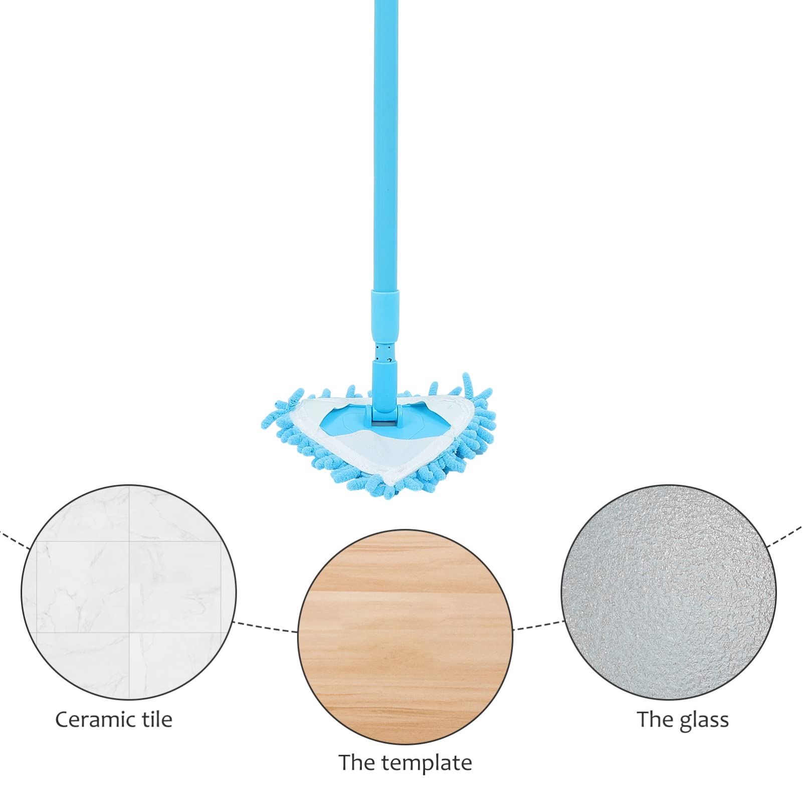 VICASKY Mini Triangle Mop - Adjustable Cordless Handheld Cleaning Mop for Tile Floors, Walls, Bathroom & Kitchen - Blue | Perfect for Tight Corners, Small Spaces & Quick Spot Cleaning