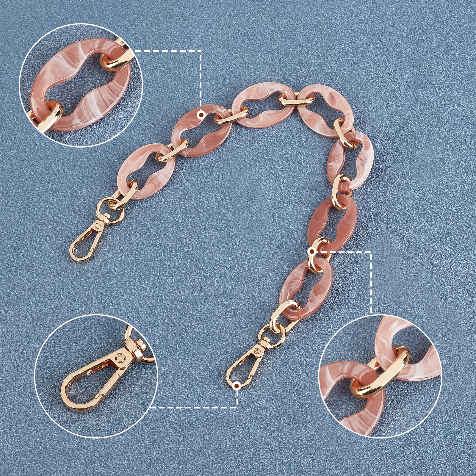 WADORN 14.7 Inch Acrylic Purse Handle Chain - Short Resin Bag Strap Replacement for Handbags, DIY Bag Making Accessory (Pink) | Perfect for Clutch, Crossbody Bags & Summer Fashion Accessories