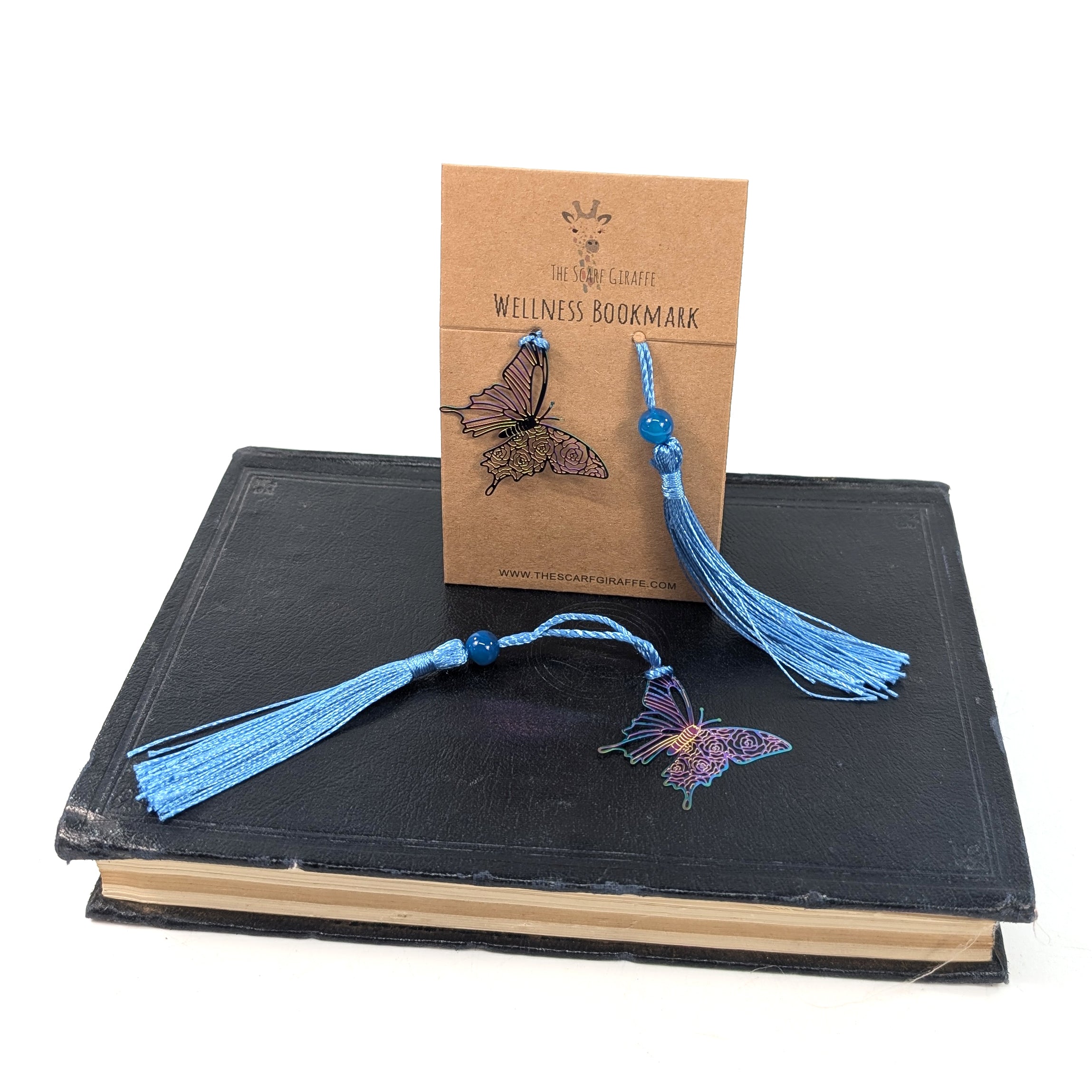 Healing Blue Agate Butterfly Bookmark - Stress Relief & Mindfulness for Readers | Perfect for Meditation, Yoga, and Book Lovers