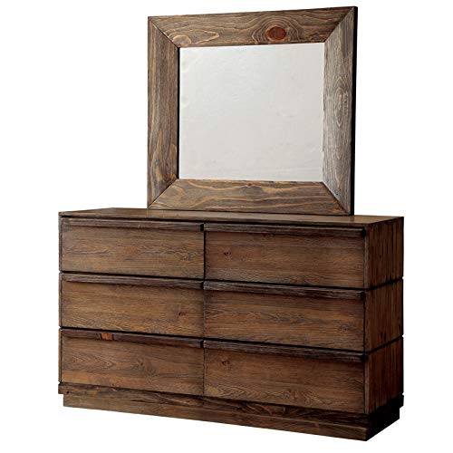 Bowery Hill Farmhouse Wood 6-Drawer Dresser in Rustic Natural Tone - Solid Wood Bedroom Storage Furniture for Master Bedroom, Guest Room & Nursery Organization