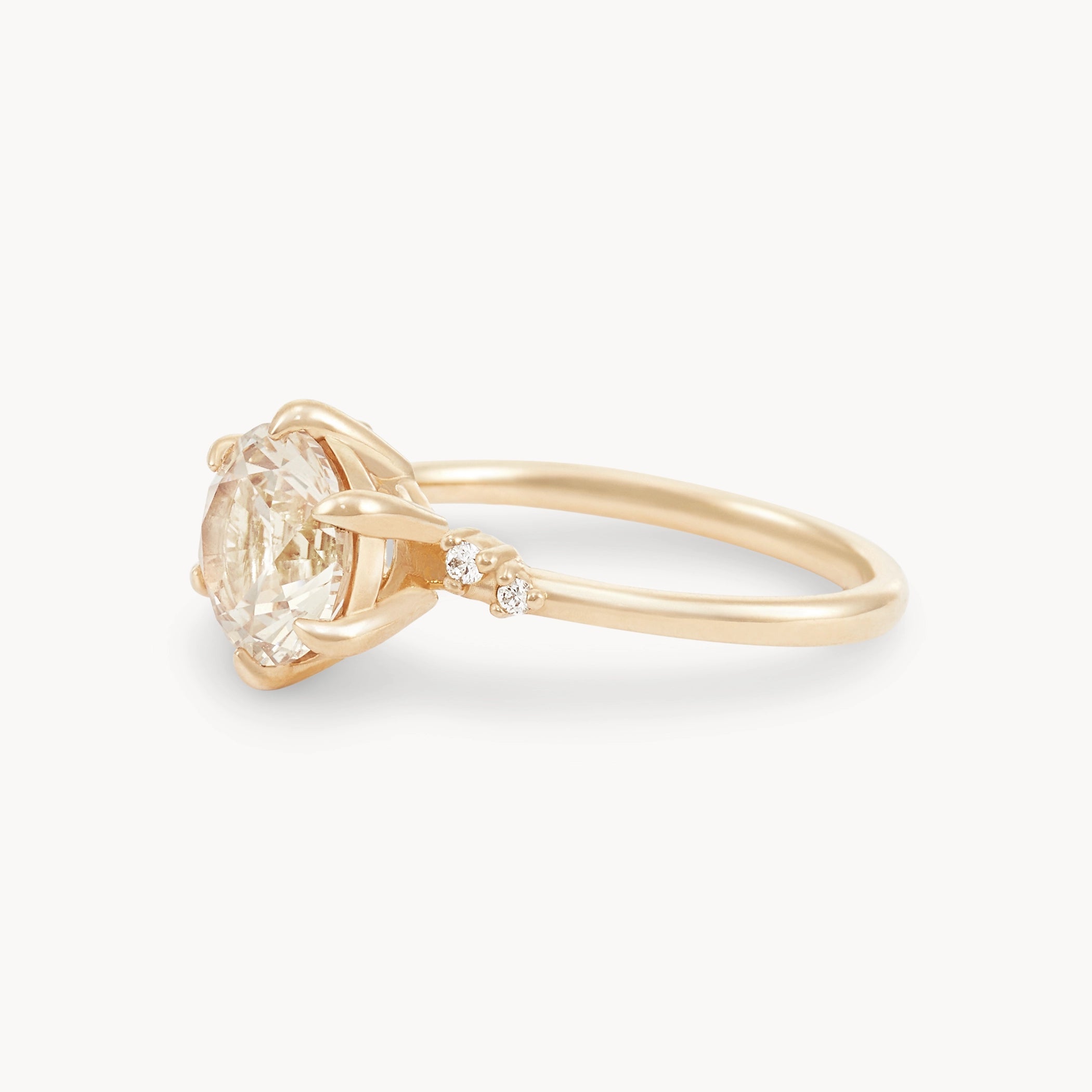 14K Yellow Gold Peach Round Cut Sapphire Ring – Unique Earthly Wonder Jewelry for Women, Perfect for Engagement, Wedding & Special Occasions