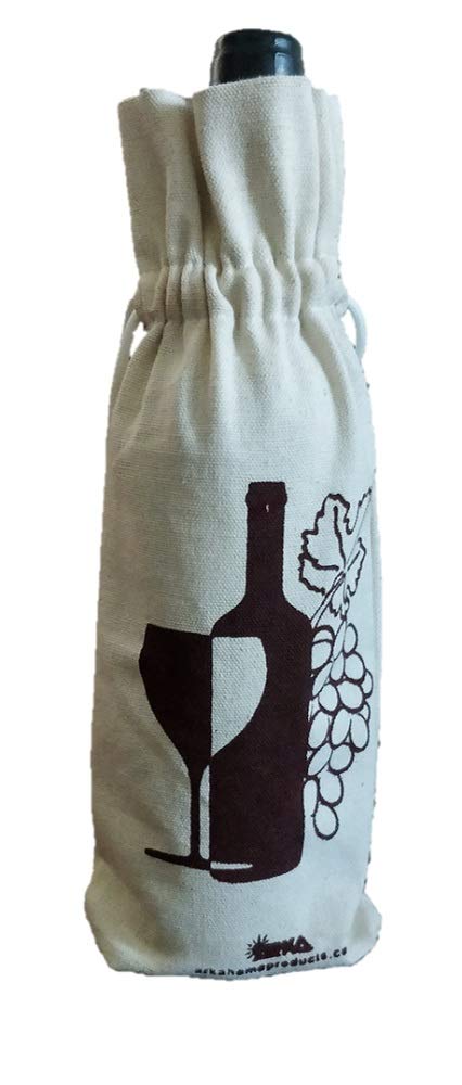 Arka Home Products Wine Bottle Gift Bags (Set of 2) - 100% Cotton Canvas, Eco-Friendly, Off-White, Portable - Perfect for Wine Gifts, Party Favors & Holiday Presents