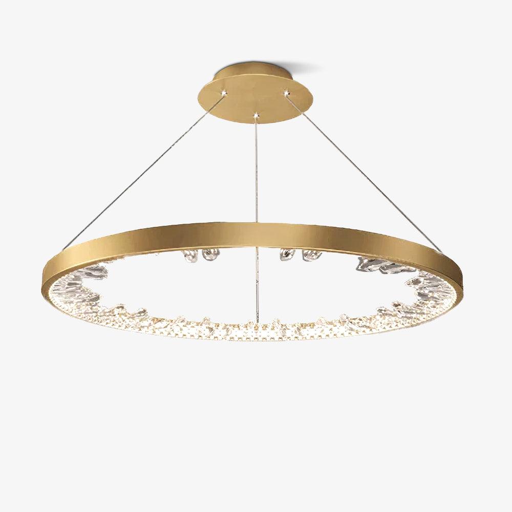 Elegant Crystal Chandelier with Circular Design - Modern Luxury Lighting Fixture for Dining Room, Living Room, or Bedroom