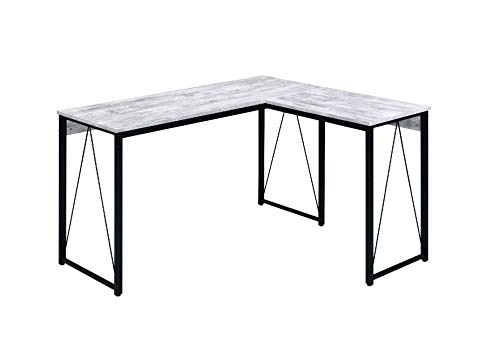 Modern Writing Desk & Computer Workstation - Home Office Gaming Desk with Antique White & Black Finish (Model 92807) for Study, Work & Online Gaming Setup