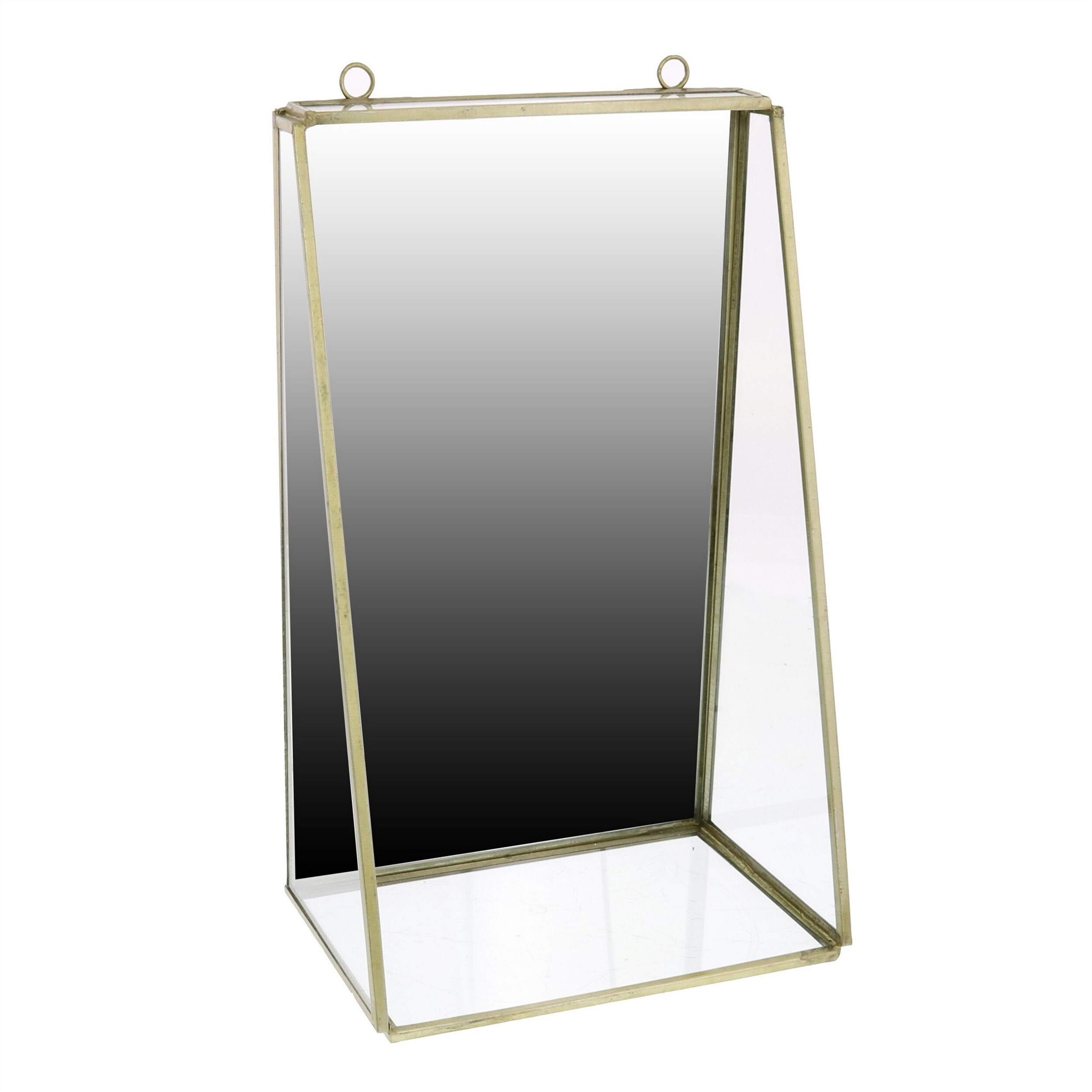 Large Antique White & Silver Metal Frame Wall Mirror with Glass Shelf - Modern Contemporary Decor for Living Room, Bedroom, or Entryway