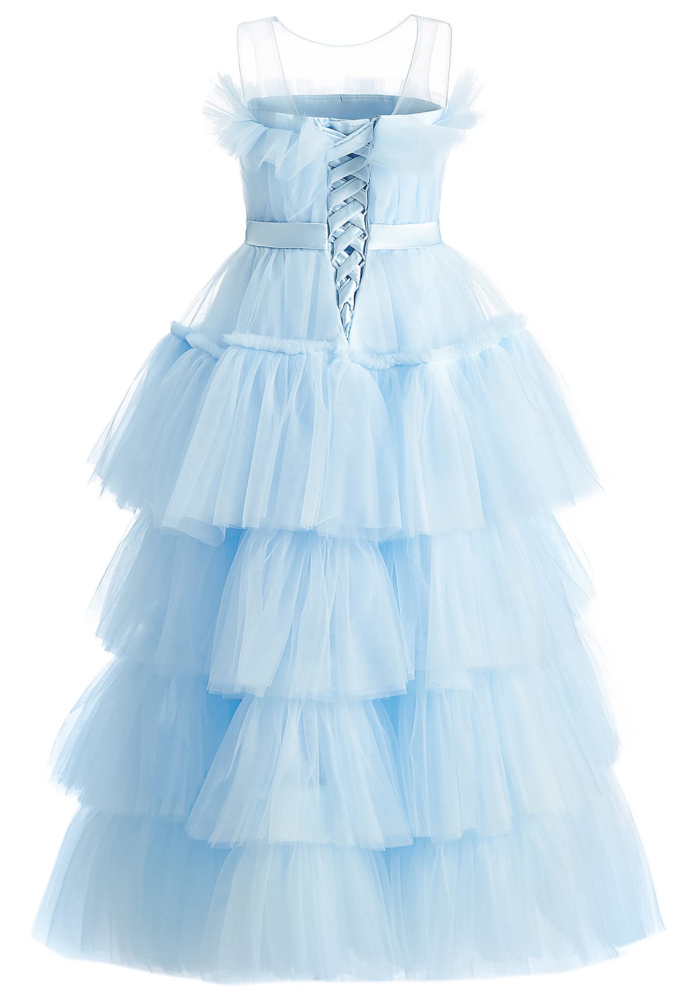 Yexinbridal Girls Princess Pageant Dress - Tulle High Low Ball Gown for Kids Birthday Party, Pageant, Wedding & Special Occasions