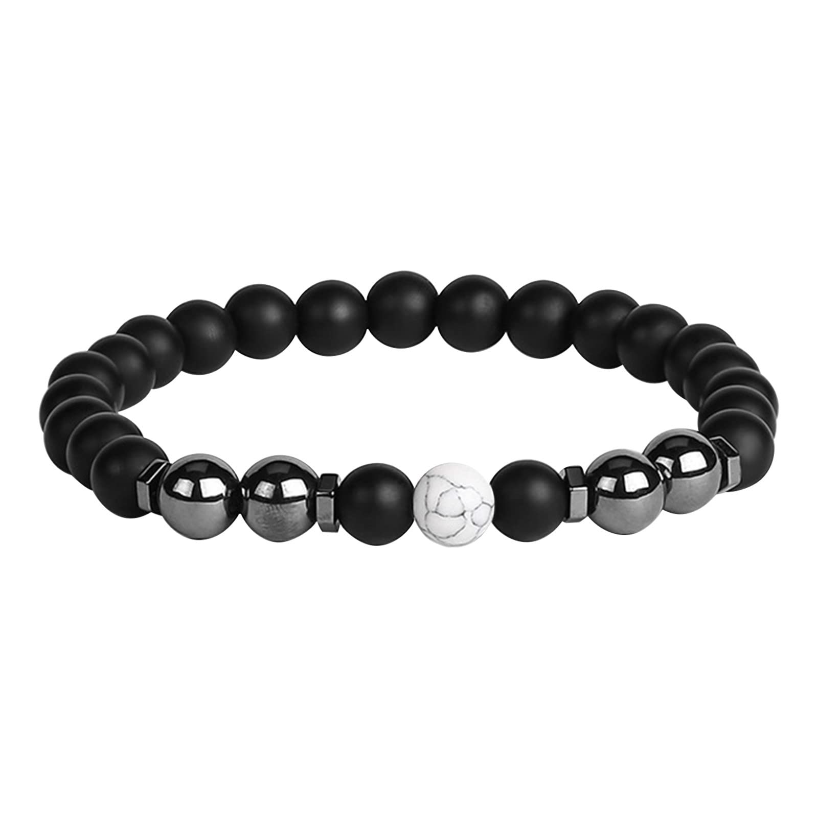 Stylish Obsidian Stone Magnetic Anklet for Women & Men - Slimming Health Care, Natural Energy Protection Jewelry - Perfect Gift for Mother, Dad, Wife or Husband - White Turquoise Design - Ideal for Yoga, Meditation & Wellness Practices