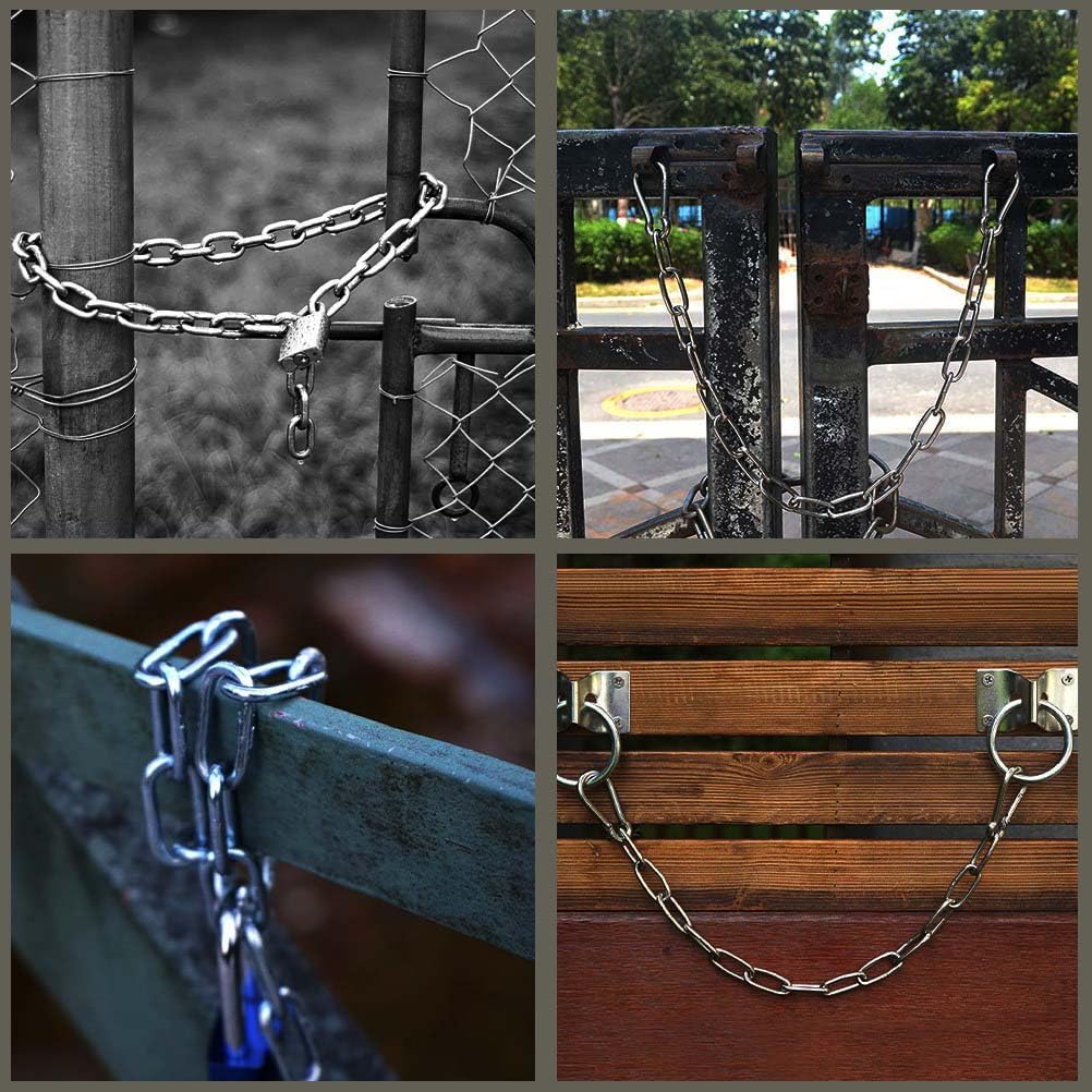2Pcs Stainless Steel Gate Chain Lock with Carabiner - 22.9 Inch Heavy Duty Gate Latch for Horse Stall, Barn, Fence, Shed & Farm Security - Outdoor & Livestock Use