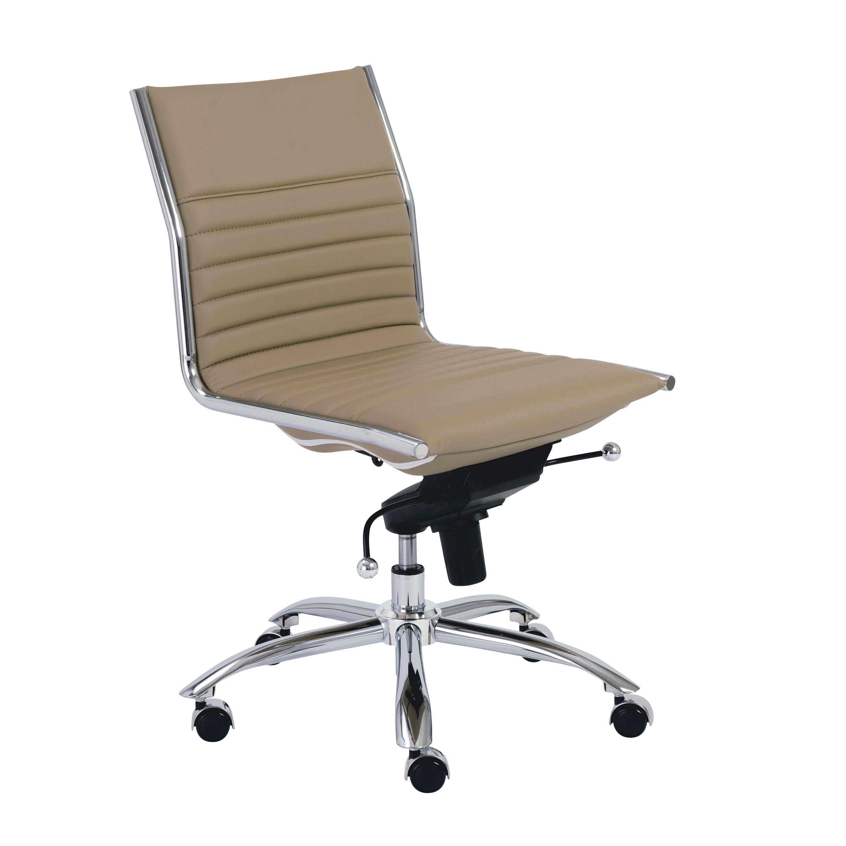 Euro Style Dirk Low Back Office Chair - Armless Ergonomic Design with Chrome Steel Base for Home, Office & Workspace Comfort