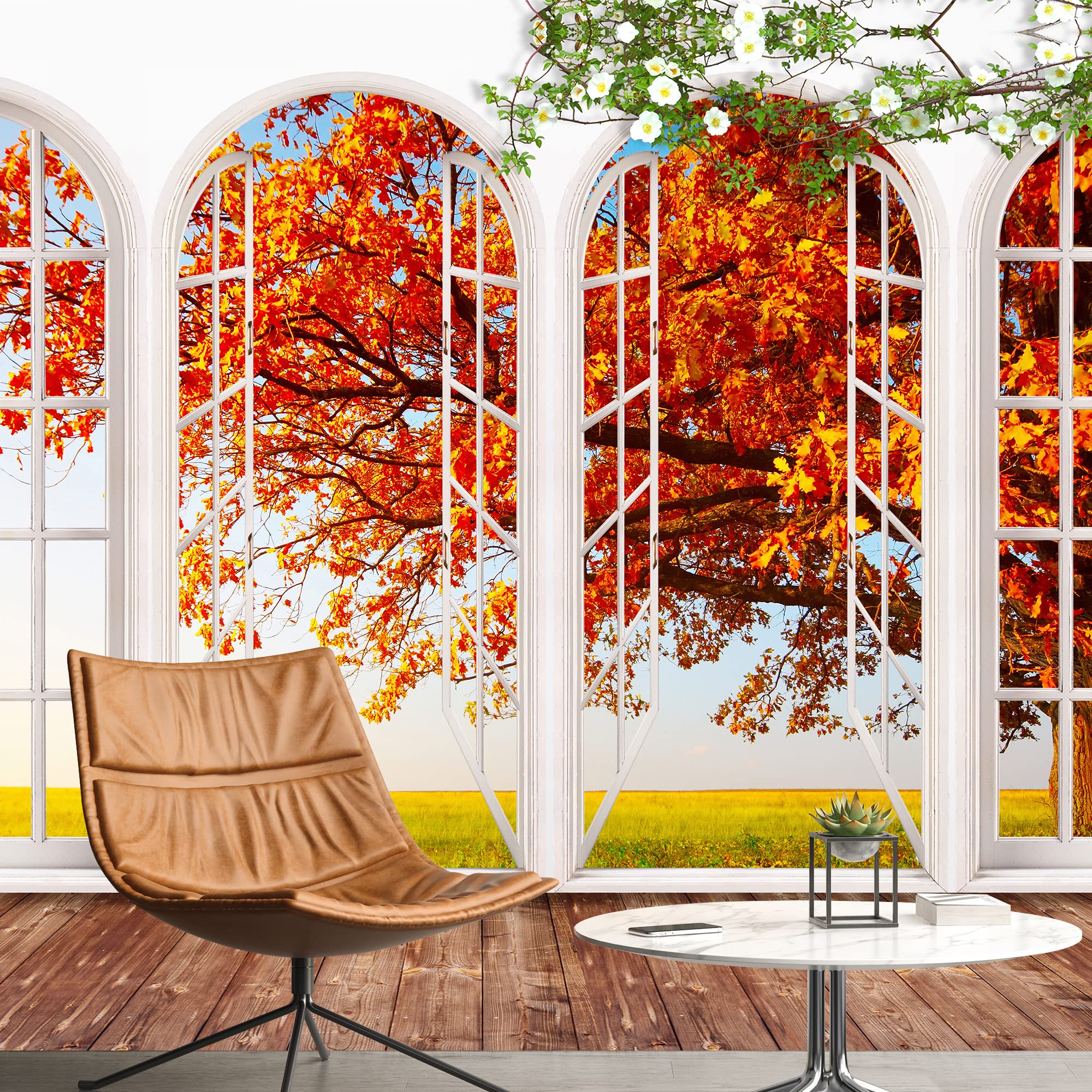 French Window Design Removable Wallpaper - Peel and Stick Wall Murals for Bedroom (66x96 inches) | Perfect for Home Decor, Nursery, Living Room & Office Spaces