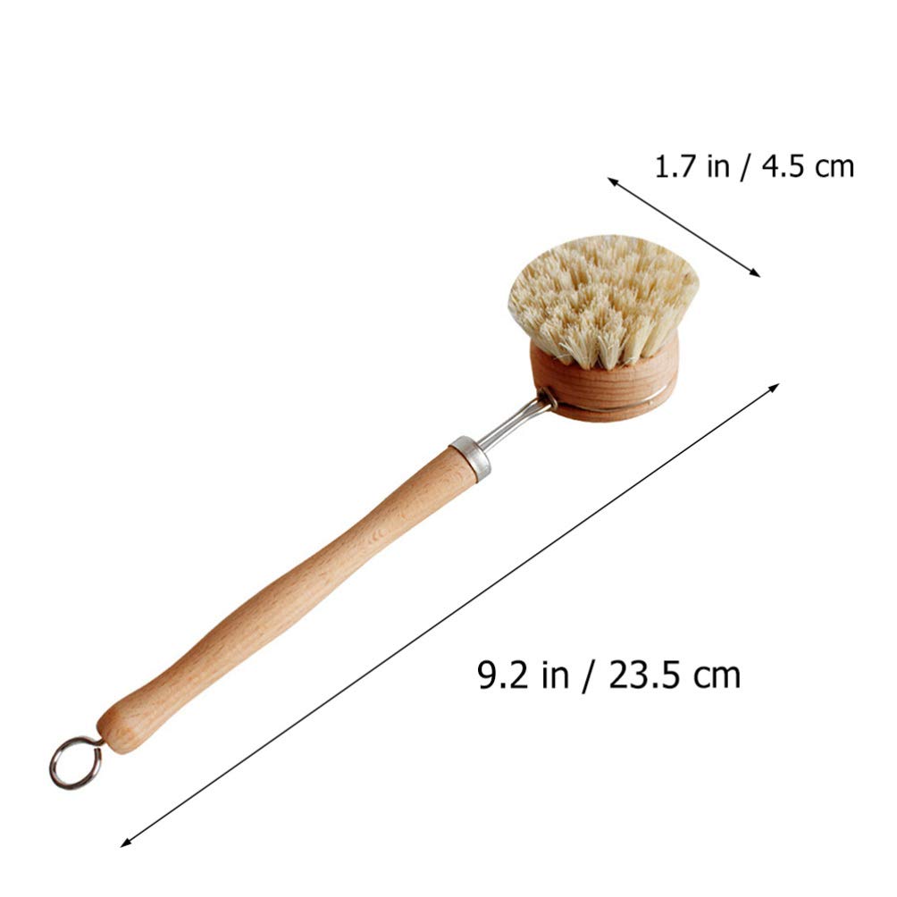 Hemoton 2-Pack Natural Sisal Dish Brush with Wooden Handle - Multi-Function Kitchen Sink Brush for Pots, Pans, Dishes & Tubs - Perfect for Deep Cleaning Cookware, Scrubbing Sinks & Bathroom Tiles