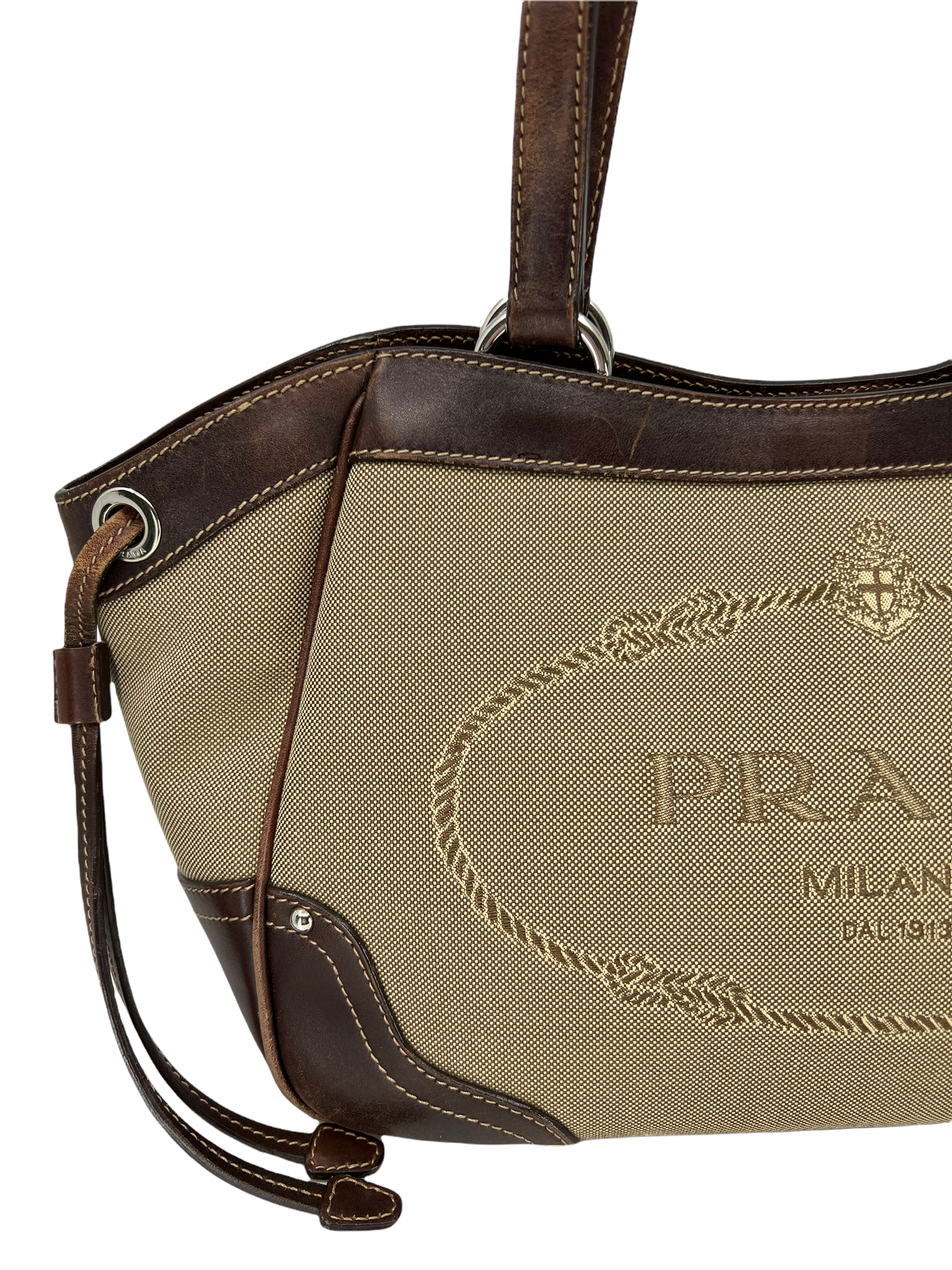 Prada Canapa Logo Jacquard Canvas Tote Bag - Luxury Designer Handbag for Women | Perfect for Work, Travel & Everyday Use