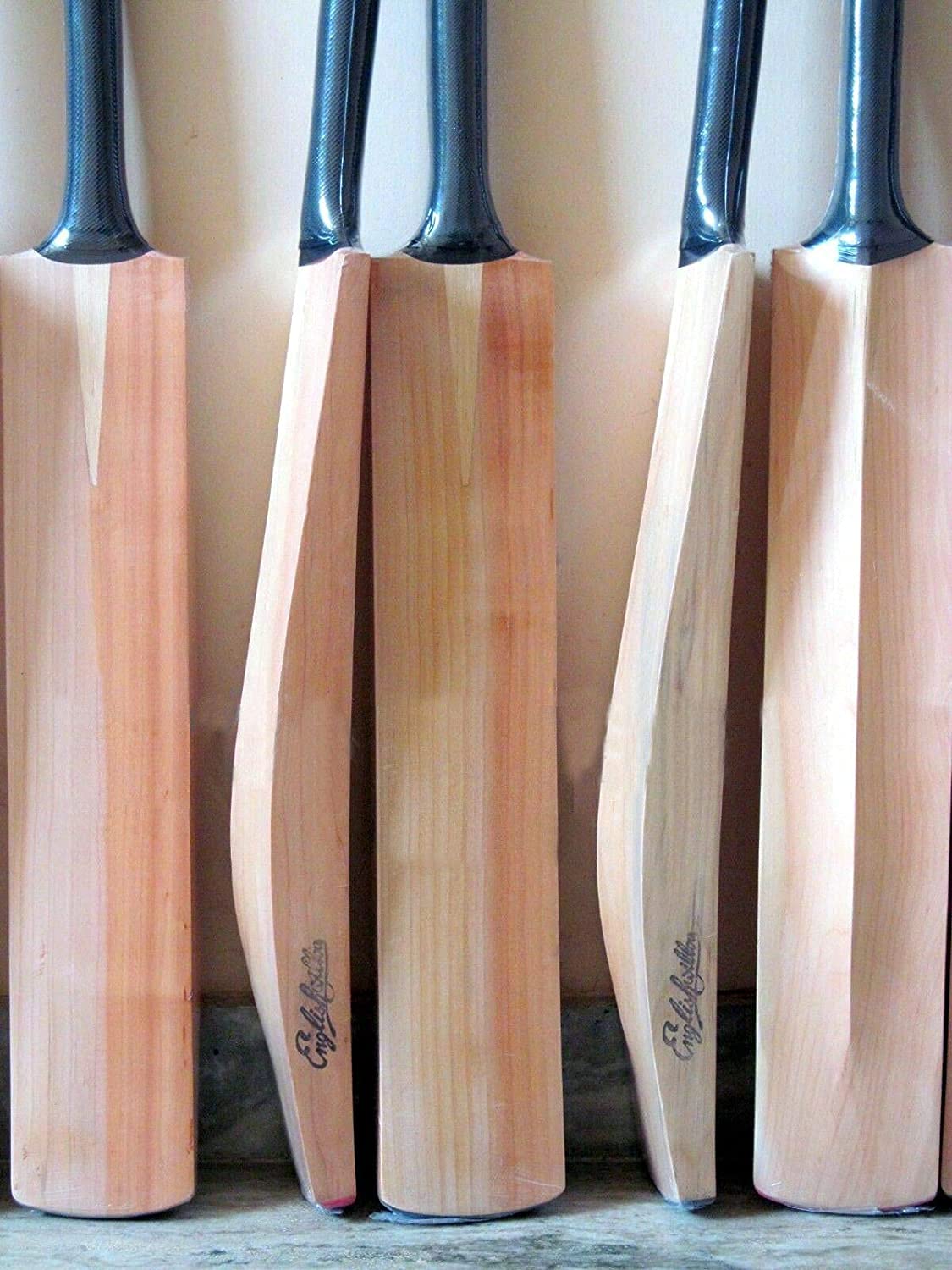 AnNafi® Premium Plain Kashmiri Willow Cricket Bat with Free MRF Genius Emboss Sticker - Professional Grade Short Handle Cricket Equipment with Full Size Cover, Pre-Fitted Toe Guard, Anti-Scuff Sheet & Fiber Tape - Perfect for Practice Matches, Training Sessions and Competitive Play