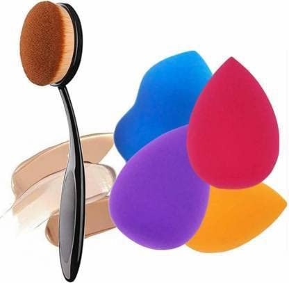 DATNASAYAD Foundation Brush Set - 4 Pc Blender Puff & 1 Brush for Flawless Makeup Application | Professional Makeup Tools for Liquid, Cream & Powder Foundation | Perfect for Daily Use, Bridal & Special Occasion Makeup