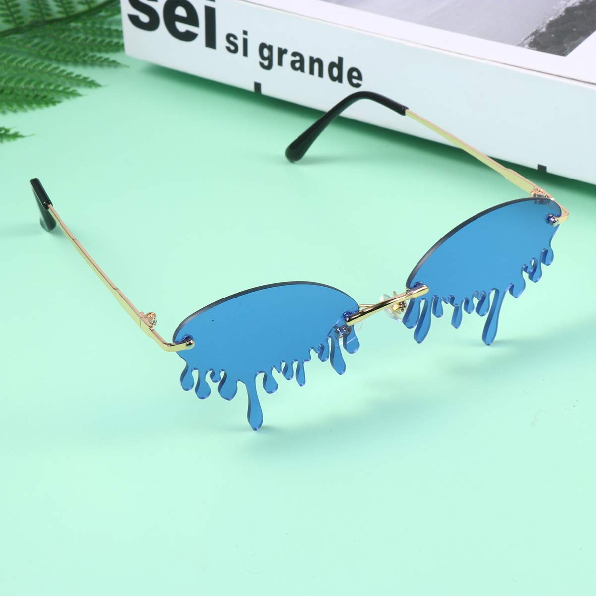 VALICLUD Fashion Rimless Teardrop Sunglasses for Women - Trendy Cat Eye Sunglasses with UV Protection - Perfect for Beach, Driving & Outdoor Activities