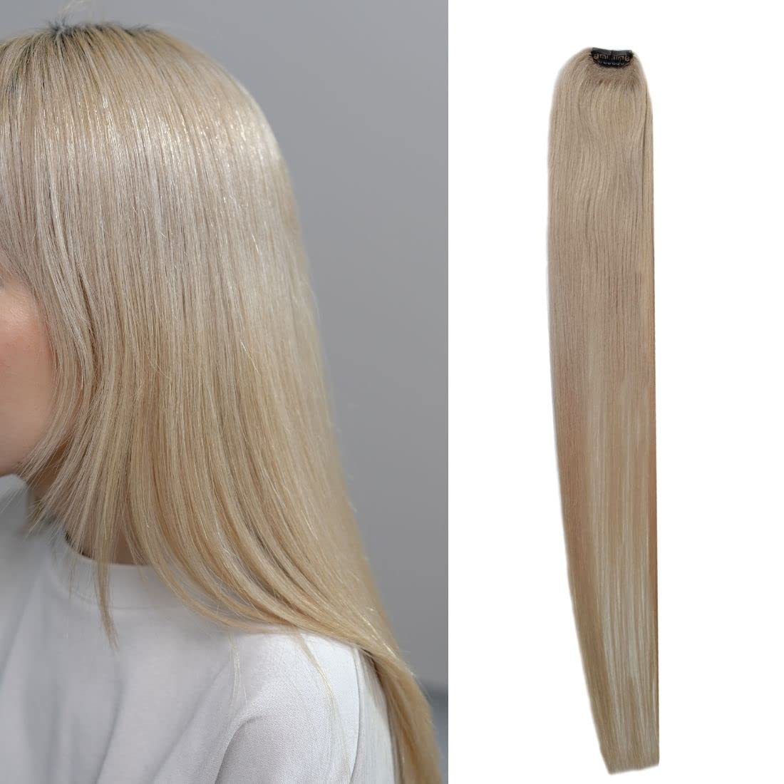 CADENZA HAIR Real Human Hair Clip-in Hair Extensions - 8 Inch Blonde Highlights, Lightweight & Natural for Everyday Styling - Perfect for Parties, Weddings & Daily Use
