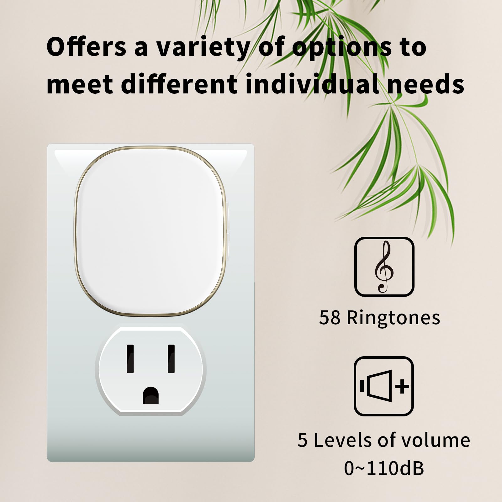 Wireless Doorbell for Home - Easy Installation, 5 Volume Levels, 58 Chime Sounds, 1000ft Range - Ideal for House, Office, Classroom & Special Needs Alerts (White) | Perfect for Elderly, Hearing Impaired & Large Properties