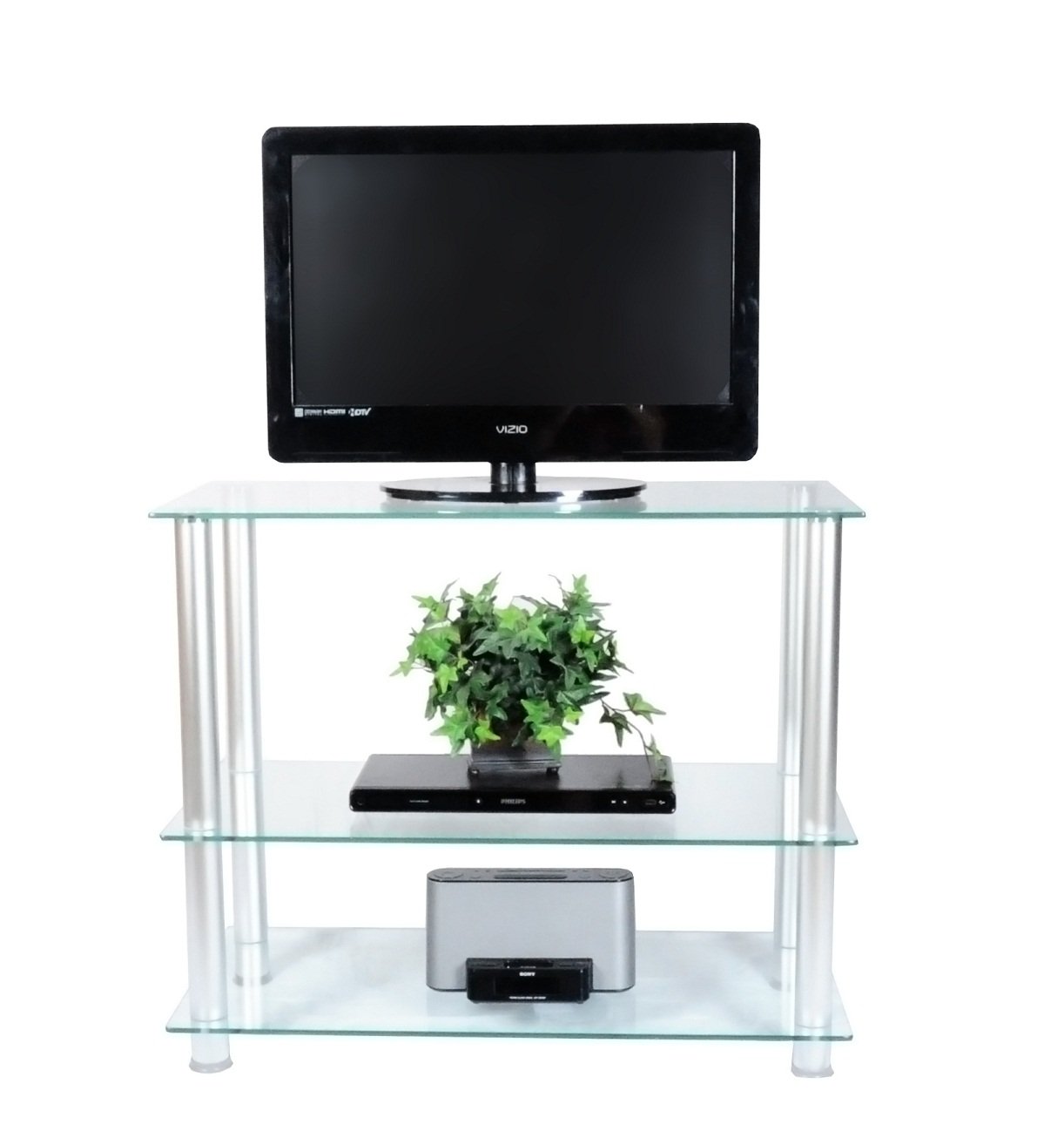 Extra Tall Glass & Aluminum TV Stand for 42
