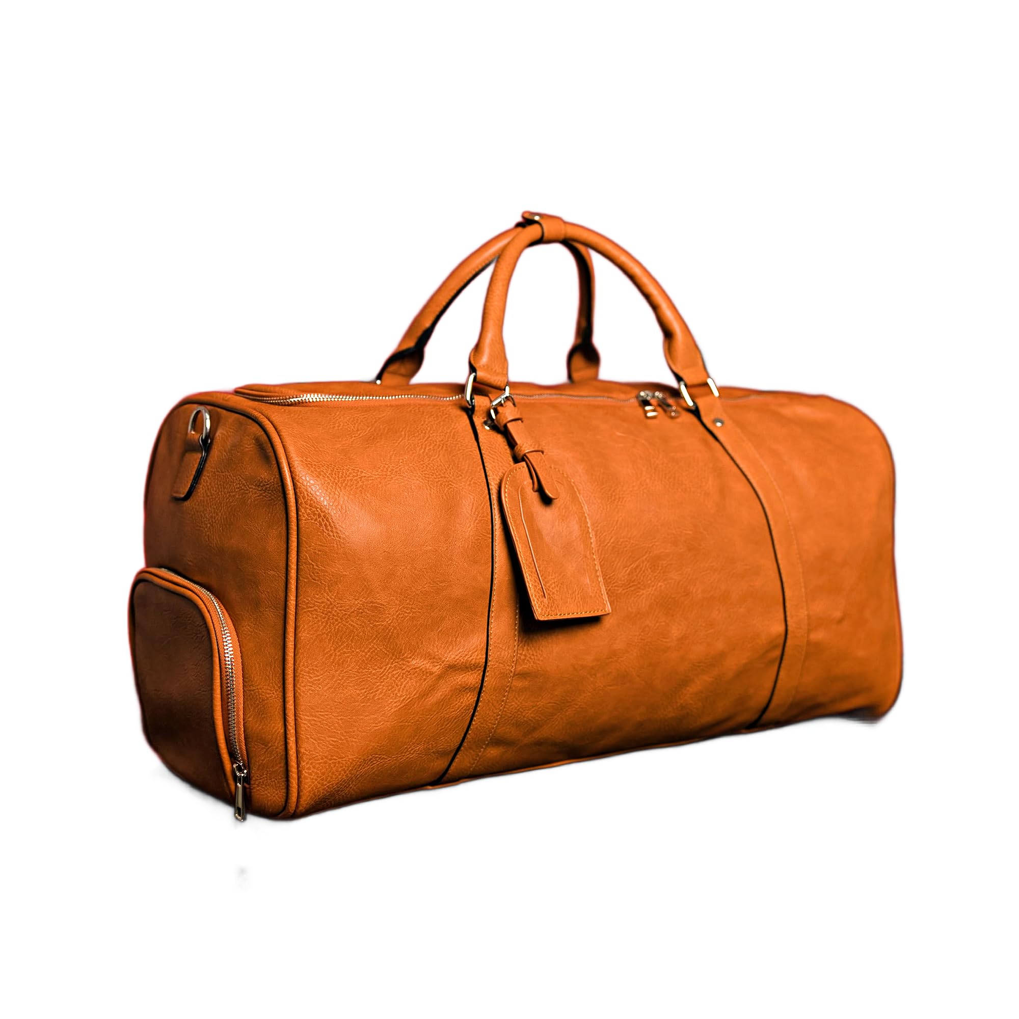 Premium Leather Duffle Bag for Travel - Multi-Functional Carry-On with Shoe Compartment & Spacious Storage - Ideal for Gym, Business Trips & Weekend Getaways (Brown)