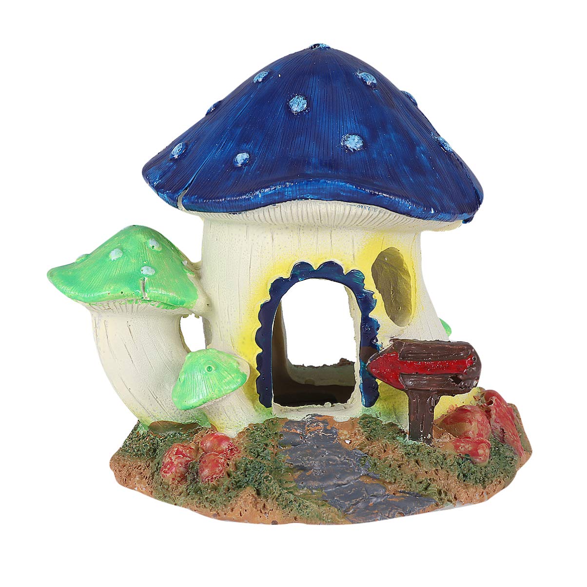 POPETPOP Resin Mushroom Hideout House - Aquarium Decor for Small Fish, Shrimp & Betta | Cute Underwater Cave Shelter for Fish Tank Landscape | Perfect for Tropical, Freshwater & Nano Tanks