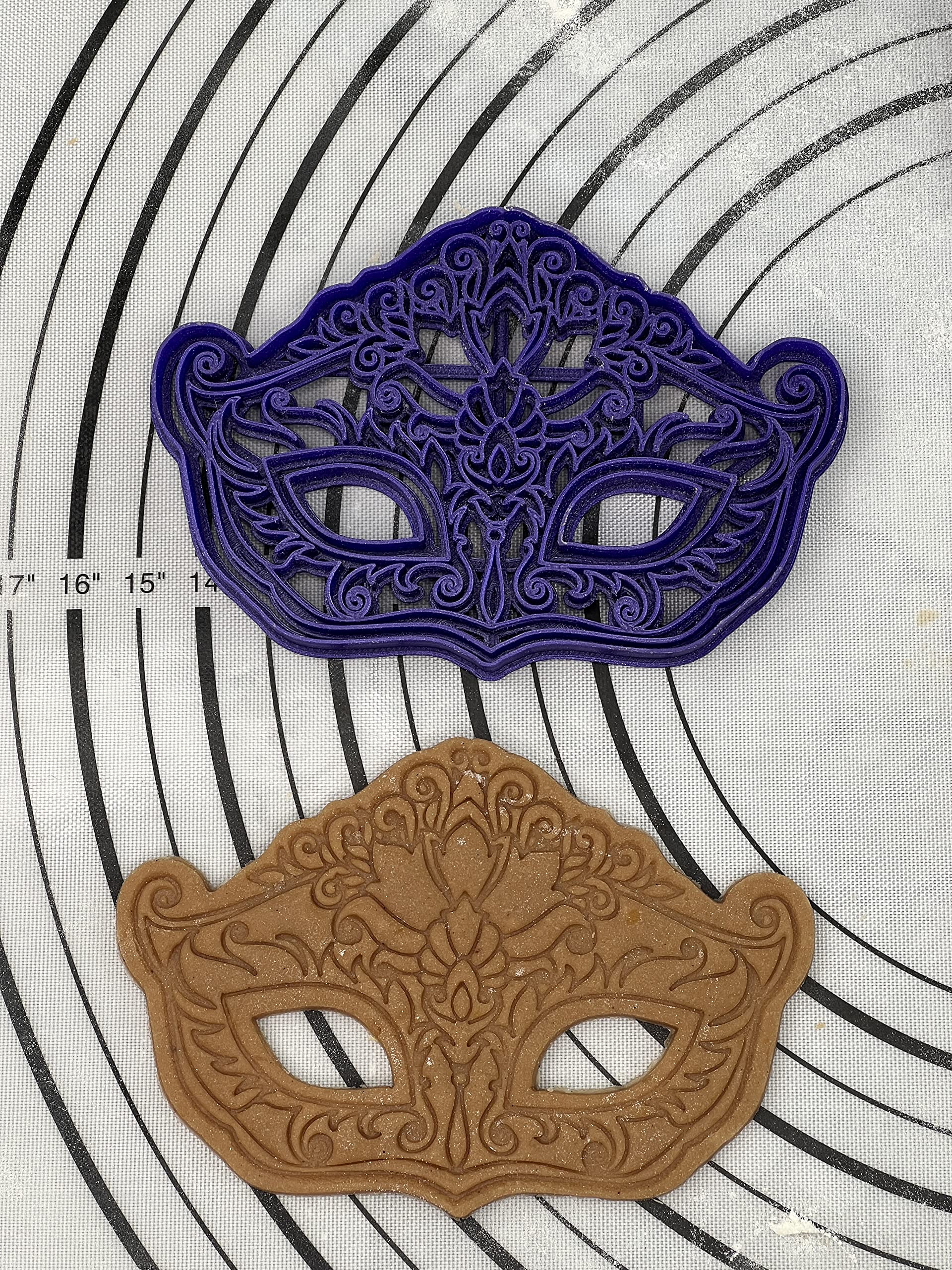 Premium 5.5-inch Purim Mask Cookie Cutter Mold - Galaxy Purple | Designed by Miriam's Kitchen | 3D Printed Baking Tool for Jewish Holiday Cookies, Hamantaschen & Purim Party Treats
