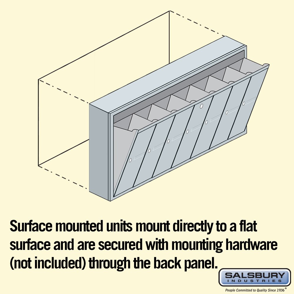 Salsbury Industries 3507ASU 7-Door Aluminum Vertical Mailbox - USPS Approved Surface Mounted Mailbox for Apartment Buildings & Multi-Unit Housing