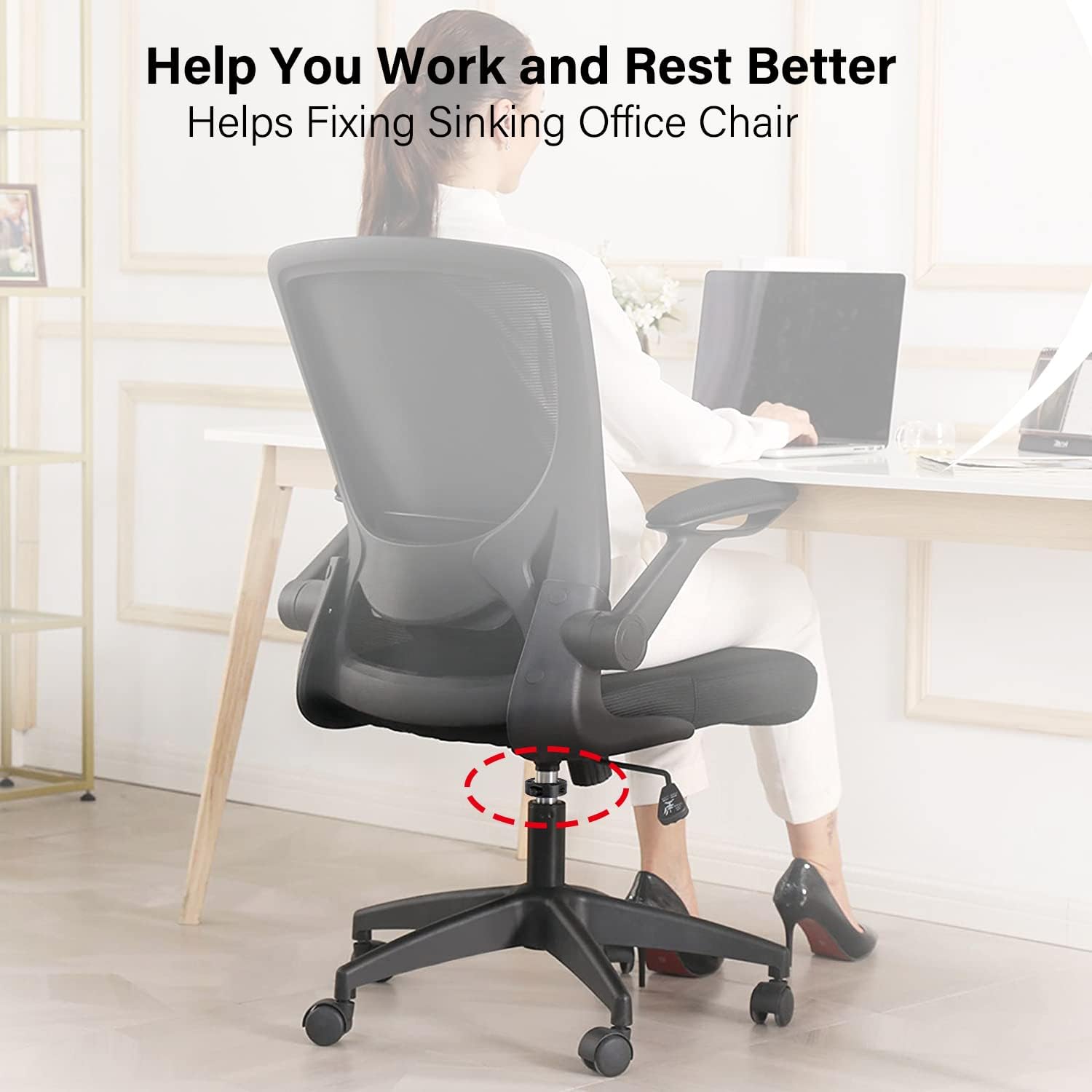 Ergonomic Office Chair Tilt Control Mechanism - Adjustable 8.8x8.7 Inch Chair Tilt Control with Heavy Duty Casters | Replacement Part for Office Chairs | Perfect for Home Office, Conference Rooms & Workspaces