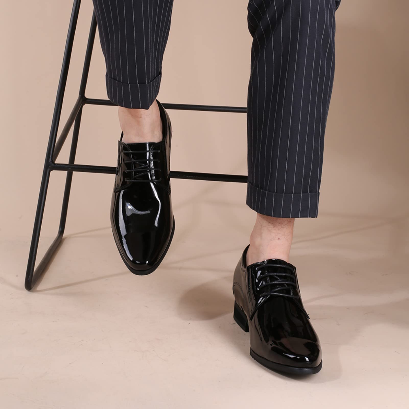 CHAMARIPA Men's Invisible Elevator Shoes – Lace-Up Leather Oxford Dress Shoes for Height Increase | Formal & Tuxedo Wear | Perfect for Business, Weddings & Special Occasions