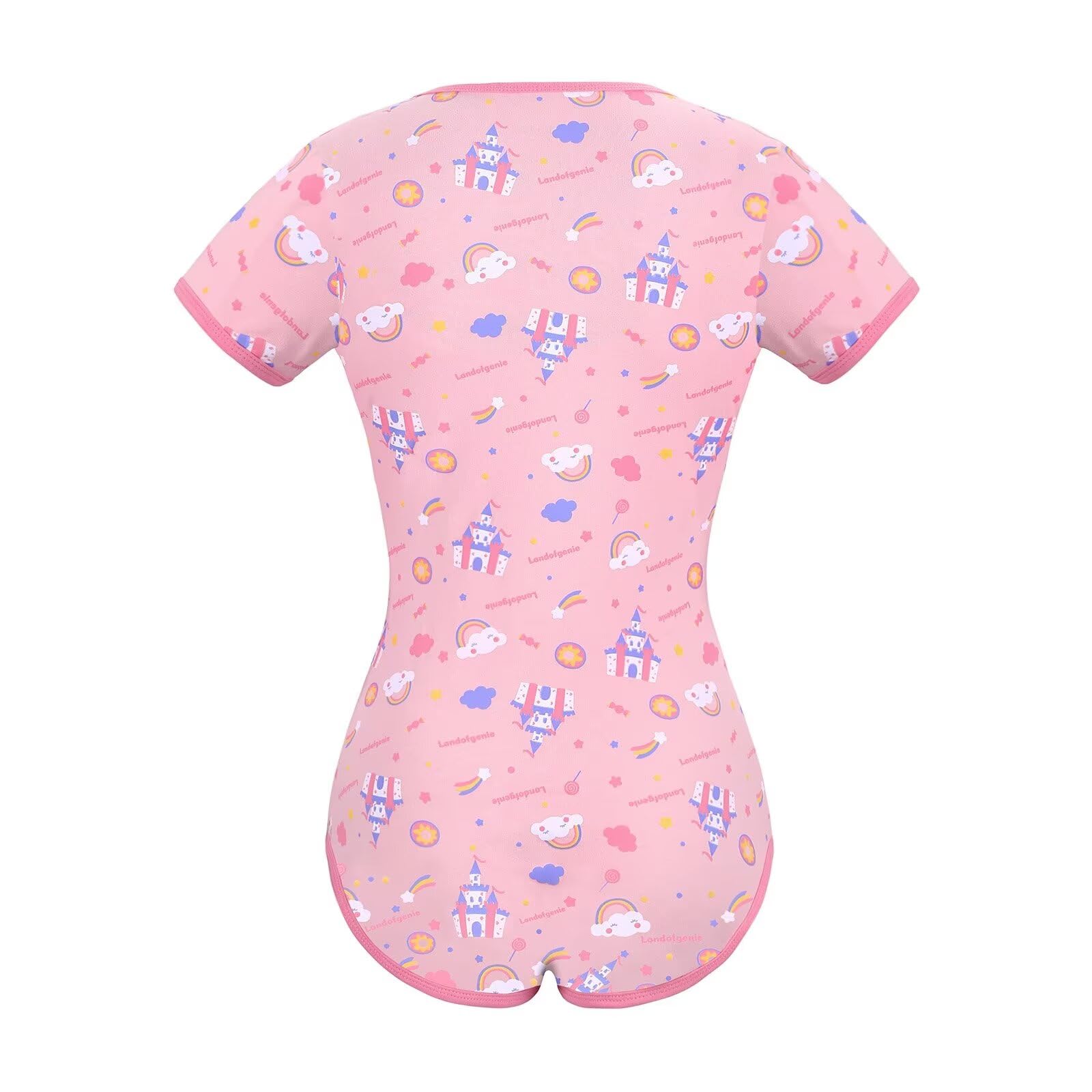 Women's Cotton Onesie Pajamas - Cute Candy Castle Print Sleepwear Romper & Bodysuit | Comfortable Loungewear for Sleep, Home Relaxing & Cosplay
