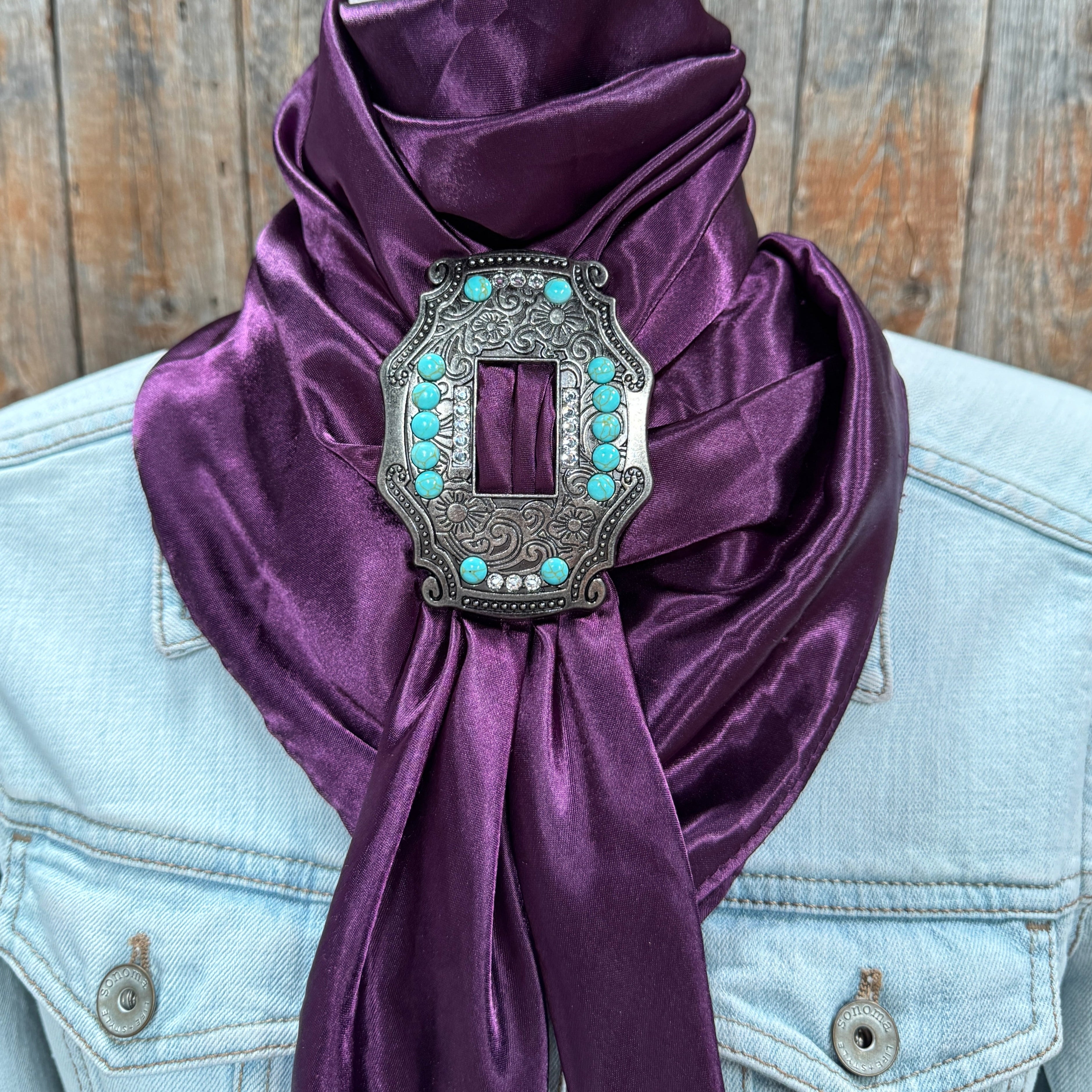 35X35 Solid Plum Wild Rag Scarf - WRS21 Buckle Wild Rag Slides for Cowboy, Cowgirl & Western Fashion - Perfect for Rodeo, Horse Riding & Outdoor Adventures