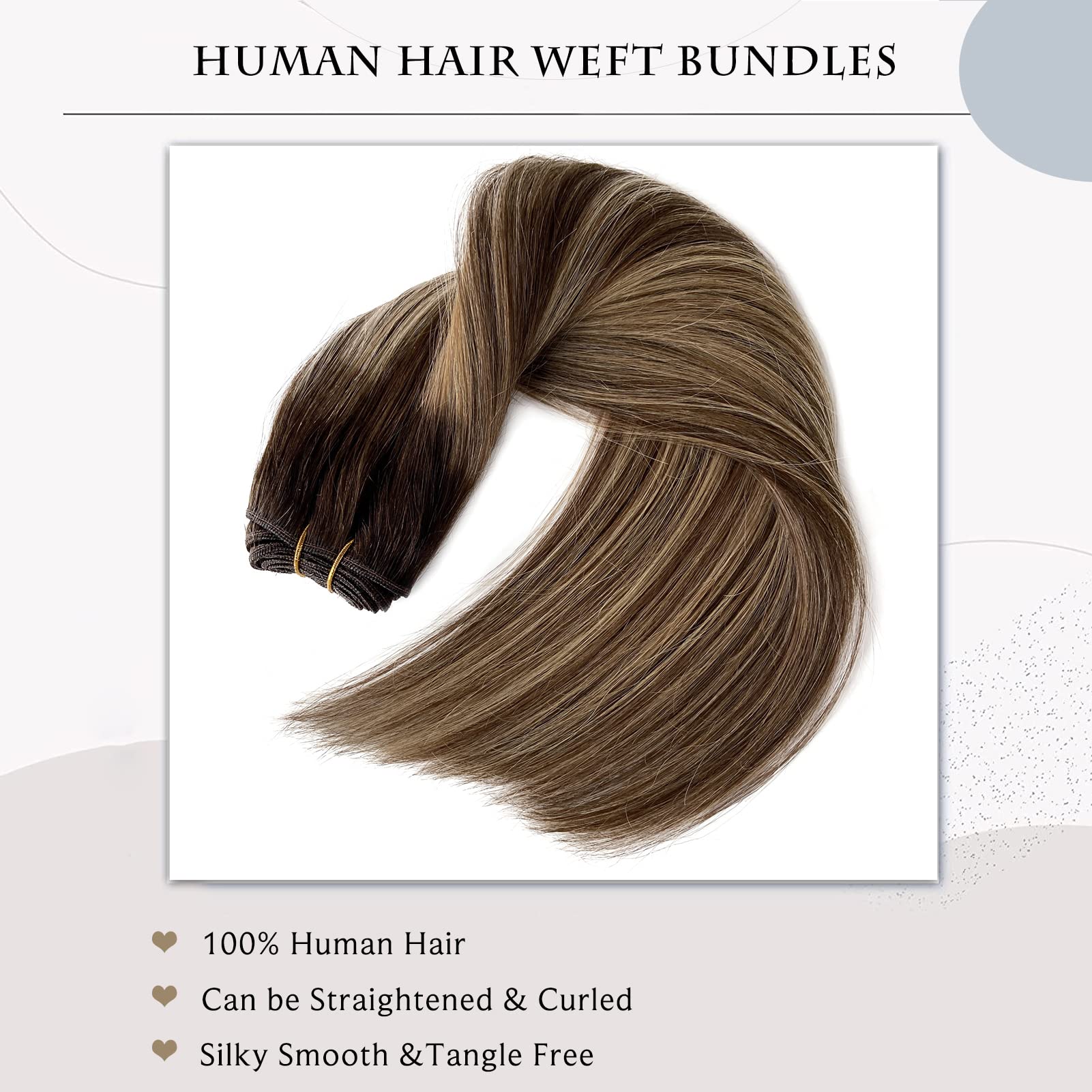 14Inch 80G Ombre Brown & Caramel Blonde Balayage Sew-In Weft Hair Extensions - 100% Real Human Hair Bundles for Natural Volume & Styling - Perfect for Daily Wear, Special Occasions & Salon Styling