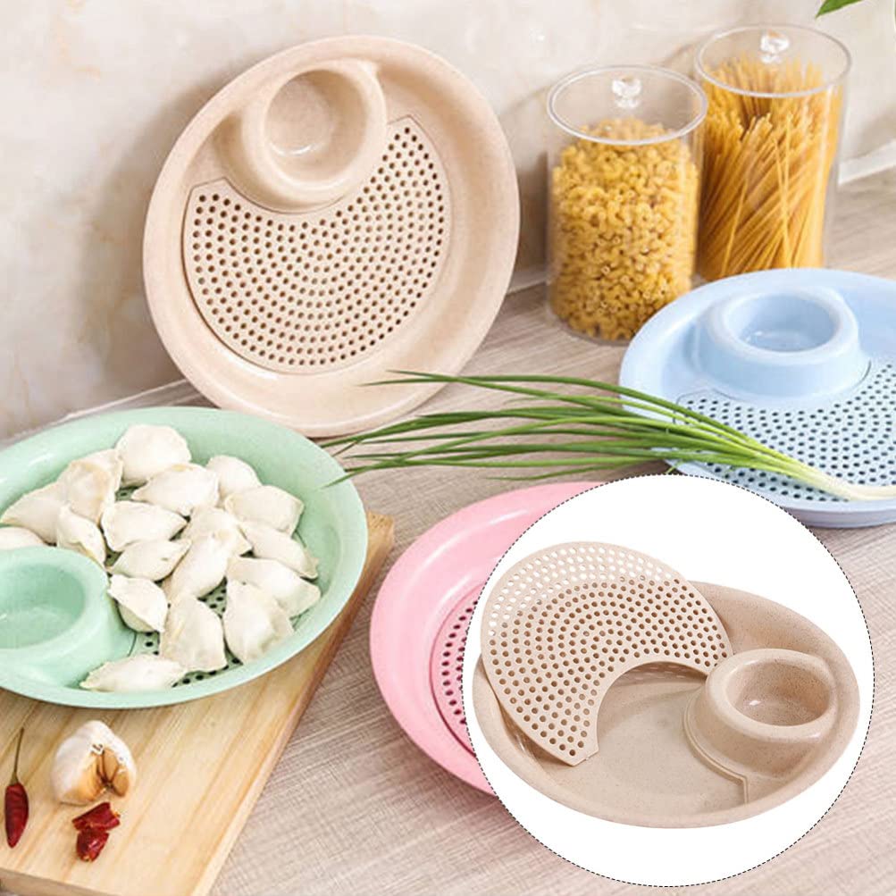 5-Piece Plastic Dumpling & Fruit Drainer Dish Set - Multipurpose Kitchen Colander for Draining, Serving & Storing - Perfect for Dumplings, Fruits, Vegetables & Pasta - Dishwasher Safe BPA-Free Kitchen Essential
