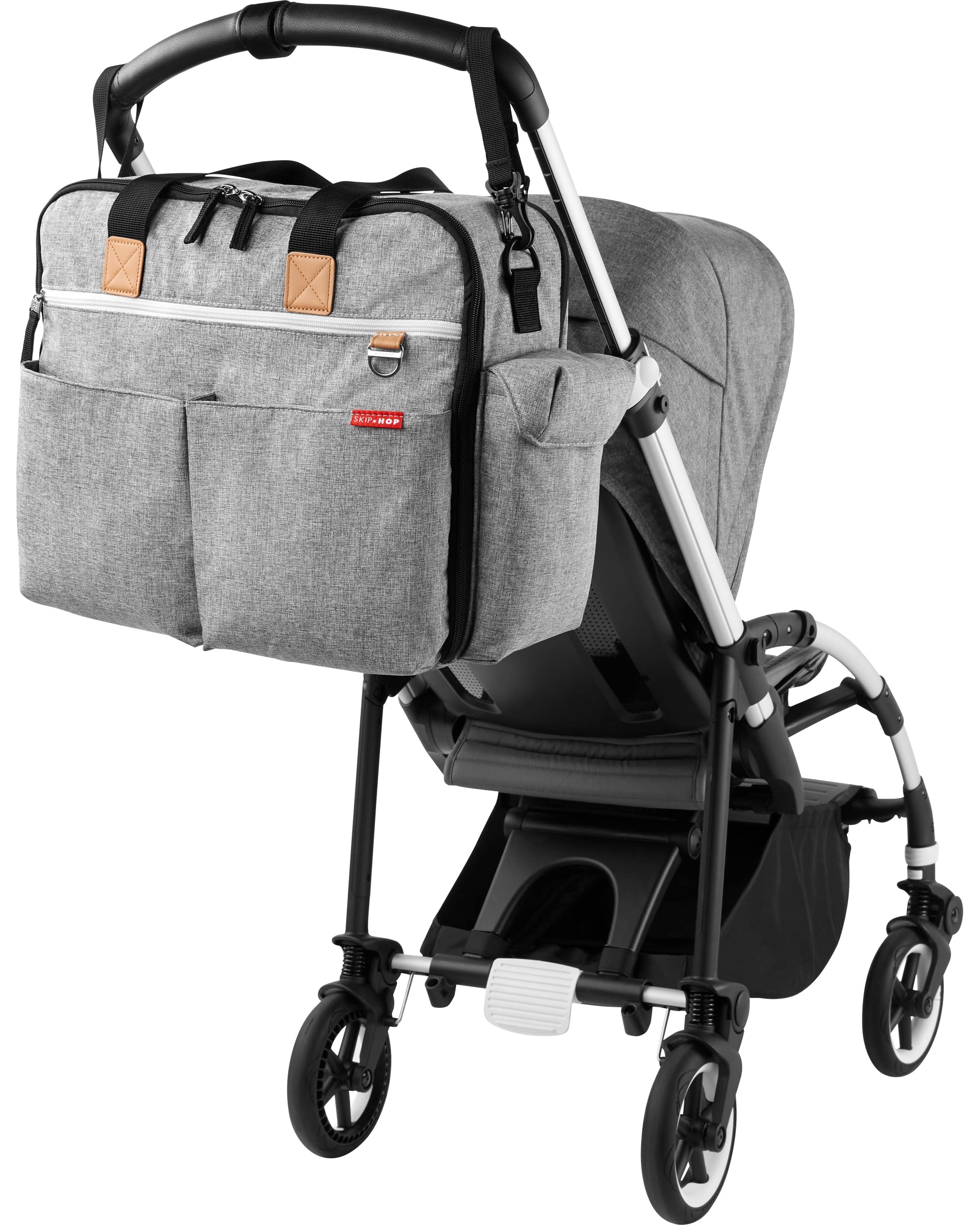 Skip Hop Diaper Bag Backpack - Extra Large Capacity Baby Bag with Changing Pad & Stroller Straps | Grey Melange Weekender for Travel, Outings & Daily Use with Toddlers