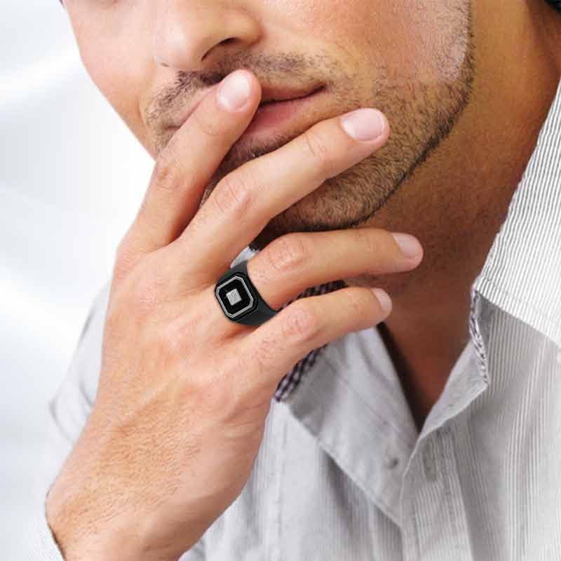Black Ice Men's Diamond Personalized Ring - Size 10 | Custom Engraved Wedding Band, Anniversary Gift for Him | Perfect for Proposals, Engagements & Special Occasions