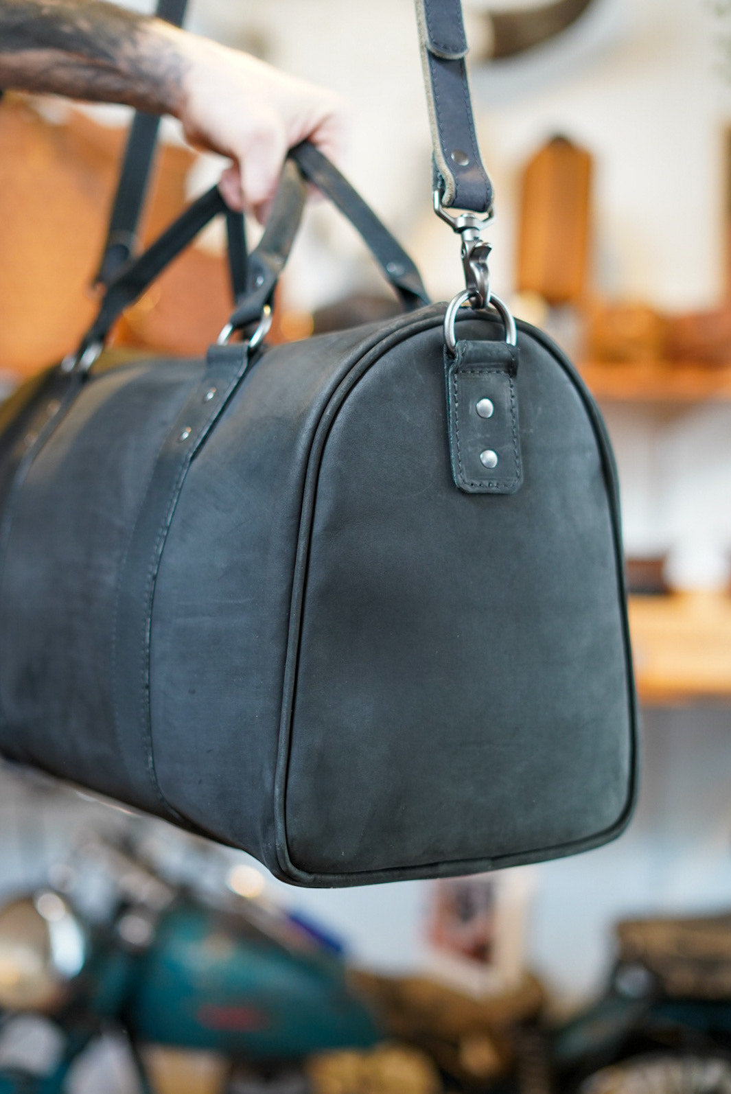 Premium Nubuck Onyx Overnight Duffle Bag - Water-Resistant Travel Duffel for Gym, Weekend Trips & Outdoor Adventures