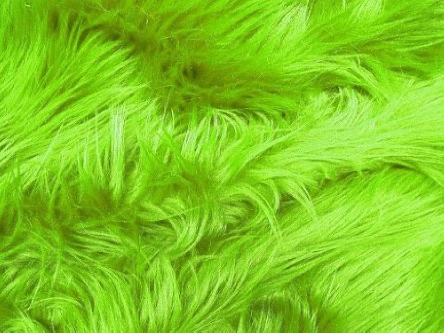 Premium Solid Shaggy Faux Fur Fabric - Lime Green - 60