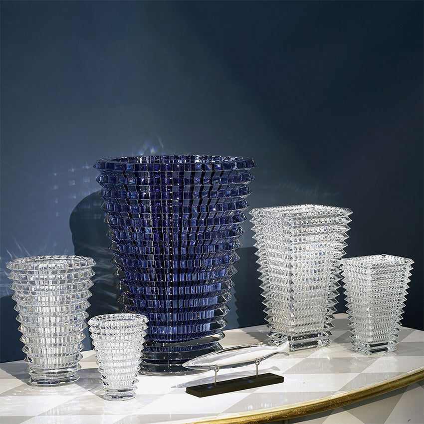Baccarat Crystal Eye Rectangular Vase - Elegant Home Decor for Living Room, Dining Table & Luxury Gift Idea