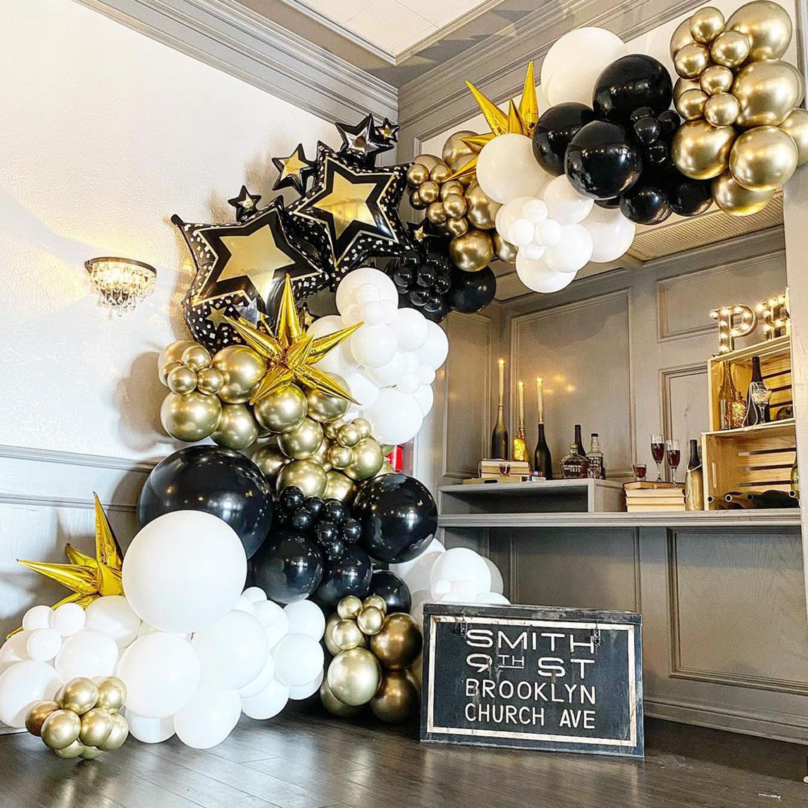 120PCS Black White Gold Balloons Garland Arch Kit with Confetti Balloons - Elegant Party Decor for Graduation, Birthday, Wedding, Baby Shower & New Year Celebrations | Perfect for Photo Backdrops, Ceiling Decor & Event Centerpieces