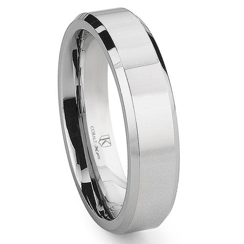 Cobalt XF Chrome 6MM High Polish Beveled Wedding Band Ring for Men - Durable & Hypoallergenic Tungsten Alternative - Perfect for Engagements, Anniversaries & Everyday Wear