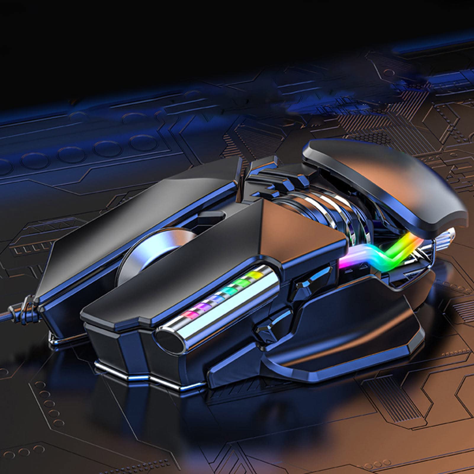 ASixxSix RGB Wired Gaming Mouse - 12800 DPI Adjustable Ergonomic Mechanical Mouse with 4 Light Modes for PC & Laptop Gamers - Perfect for FPS, MOBA & Esports Gaming on Windows Computers