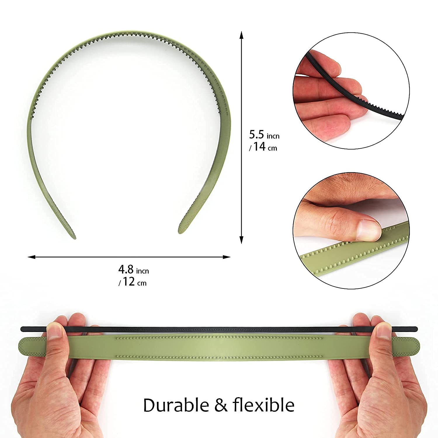 FAVELA Plastic Headbands for Women - 8 Pack Thin & Wide Hair Bands with Fine Comb Teeth, Plain & Zig Zag Matte Styles, Woven Design - Perfect for Work, School, Gym, and Everyday Styling
