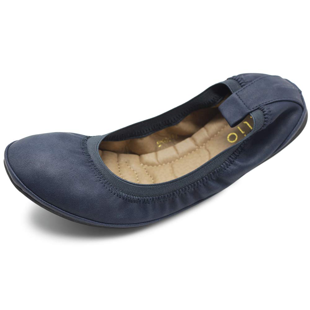 Ollio Women's Comfort Ballet Flats with Shoe Collar Pull Tab - Slip-On Casual Shoes for Work, Travel & Everyday Wear
