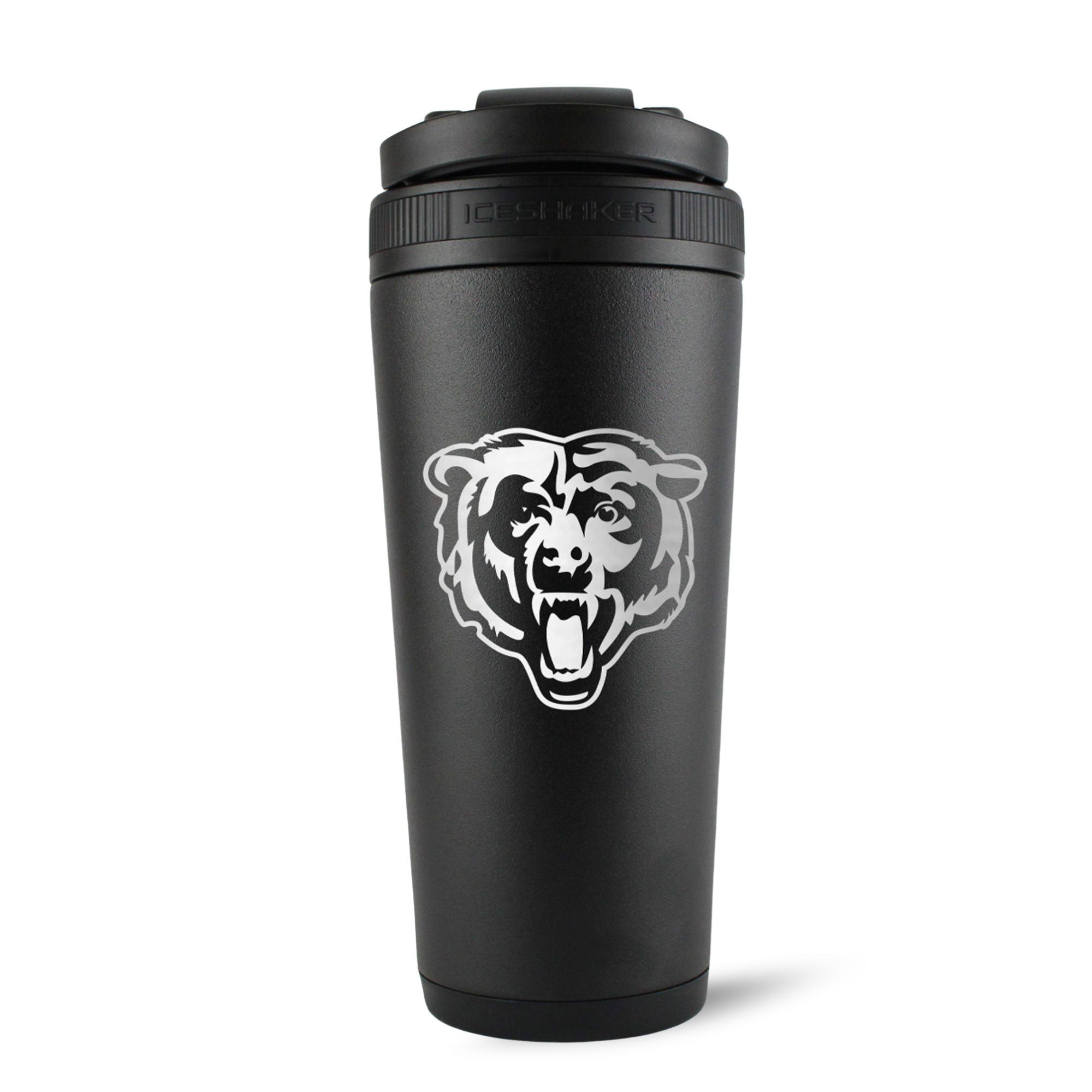 Official Chicago Bears 26oz Insulated Stainless Steel Water Bottle & Ice Shaker - Black - Perfect for Gym, Workouts, Sports Games & Outdoor Activities