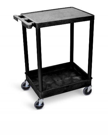 Luxor 2-Shelf Black Utility Cart with Wheels - Heavy Duty Rolling Storage Cart for Kitchen, Office, Garage, or Workshop Organization