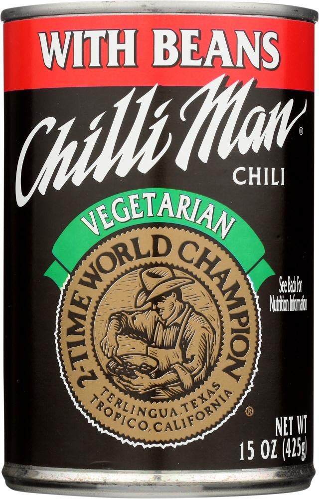 Chili Man Chili with Beans Vegetarian - Spicy & Flavorful Vegan Canned Chili for Quick Meals, Camping & Emergency Food Supply