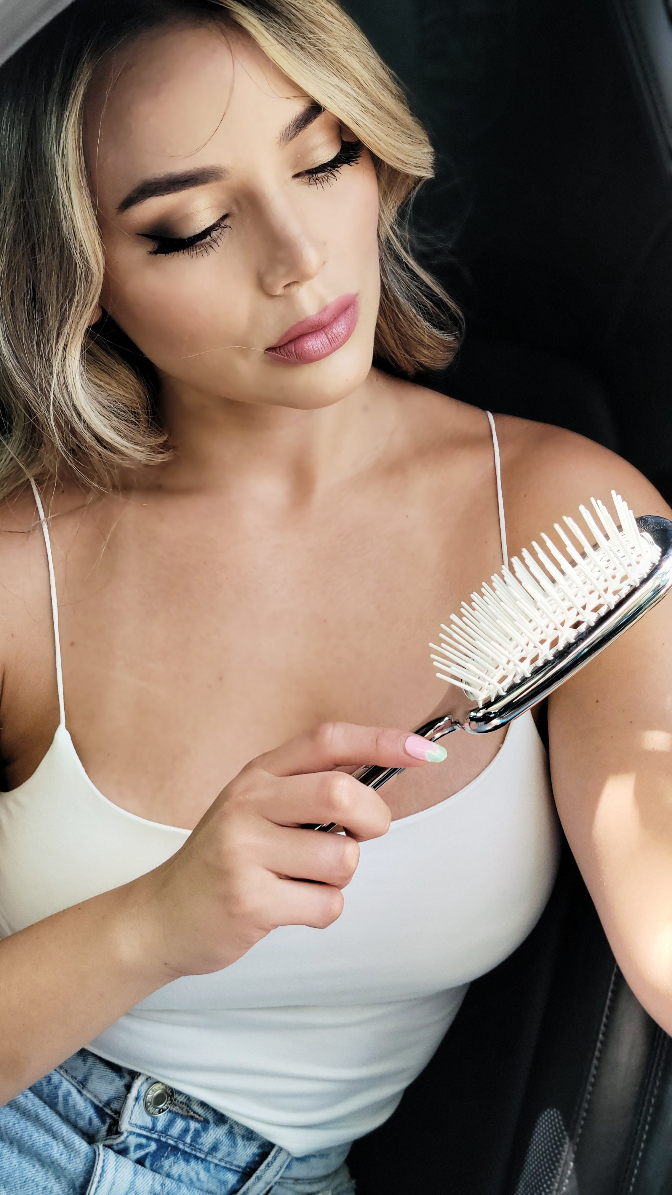 Janeke Chromium Superbrush Hairbrush for Blow Drying & Styling - Professional Salon Quality Round Brush for Smoothing & Volumizing Hair - Perfect for Home & Salon Use