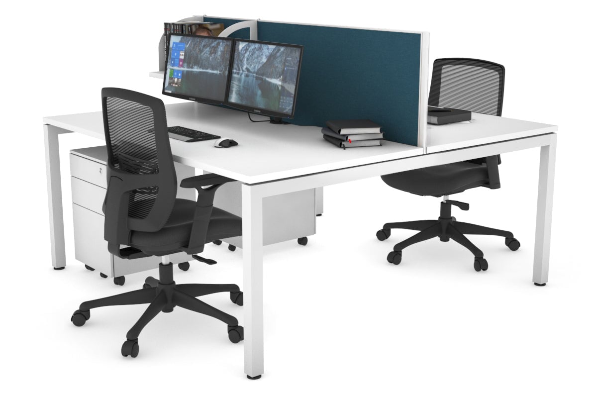 Quadro Square Legs 2-Person Office Workstation Desk - 1600L x 800W with Cable Management Scallop - Perfect for Shared Workspaces & Home Offices