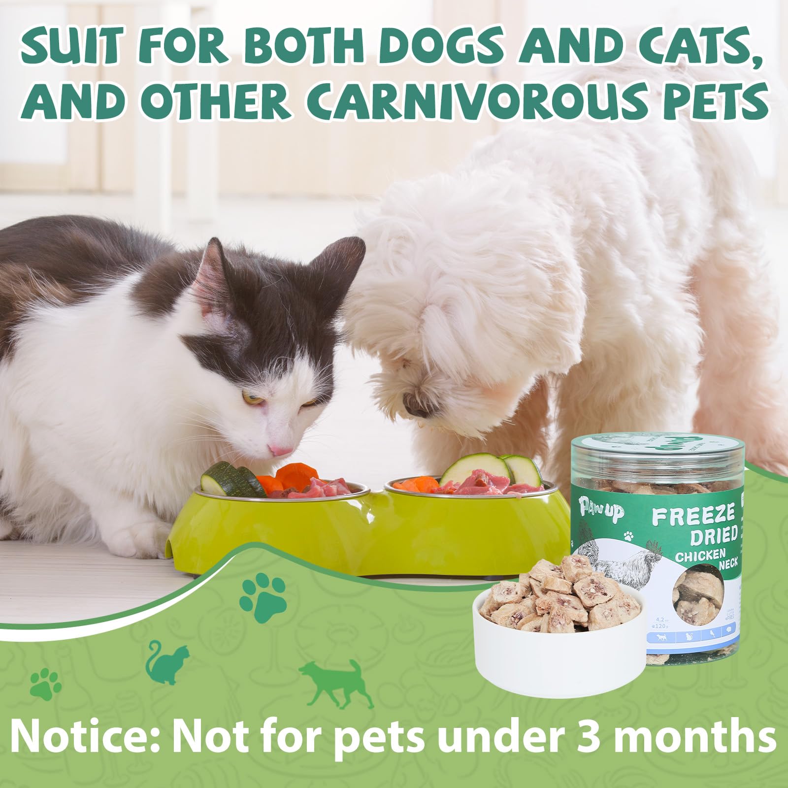 Freeze Dried Chicken Necks for Cats & Dogs - Single Ingredient High Protein Cat Food Topper & Dog Training Treats - 4.2 oz Raw Healthy Snacks for Pets - Perfect for Mealtime Topping & Reward Training
