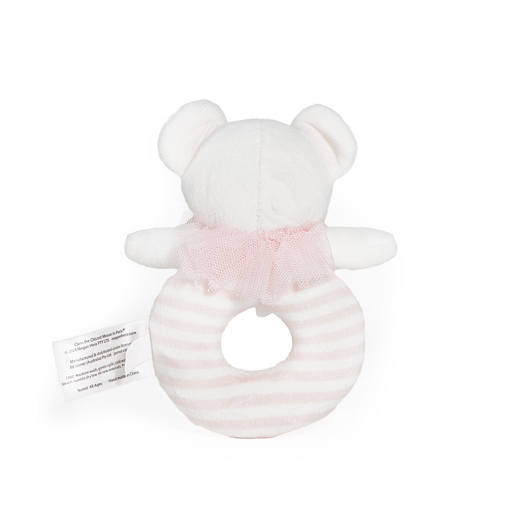 Claris The Mouse Ring Rattle - Soft Baby Teether Toy for Newborns & Infants | Perfect for Soothing Teething Pain & Sensory Development