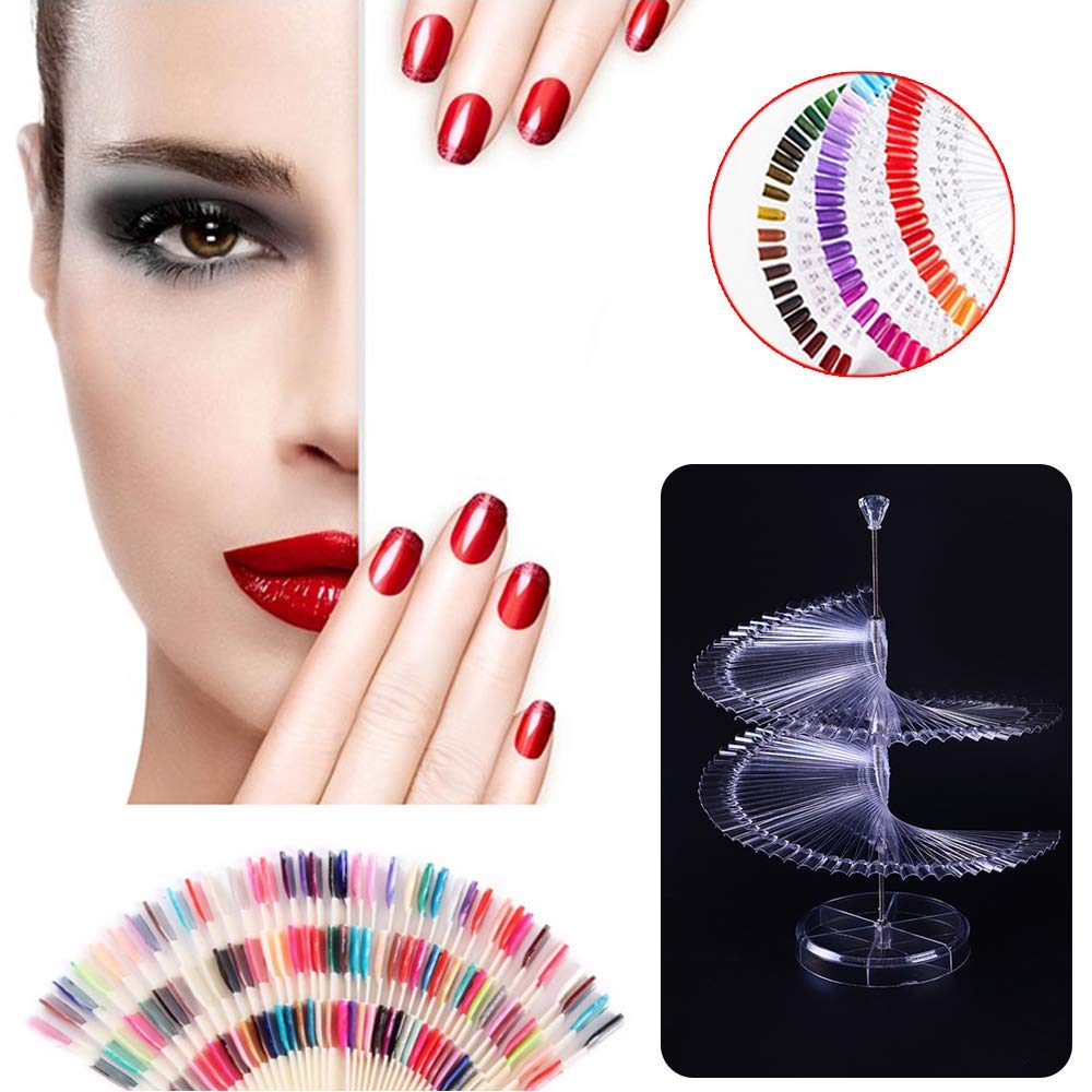 Feadem 120 Pcs Nail Color Display Stand - Spiral Nail Art Chart Holder for Salon & Home Use - Clear Acrylic Nail Polish Organizer for Gel Polish Practice & Professional Nail Showcase